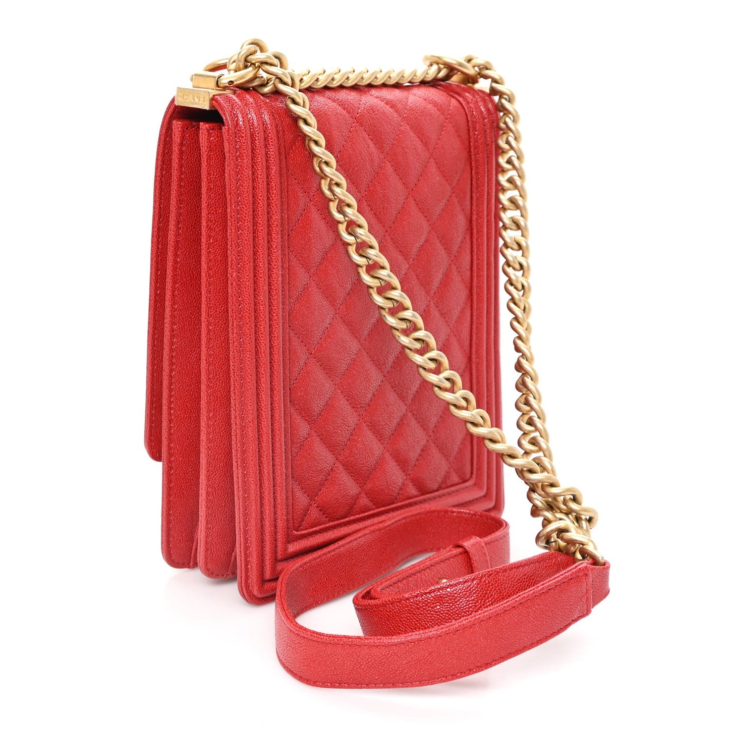 Caviar Quilted North South Boy Flap Red