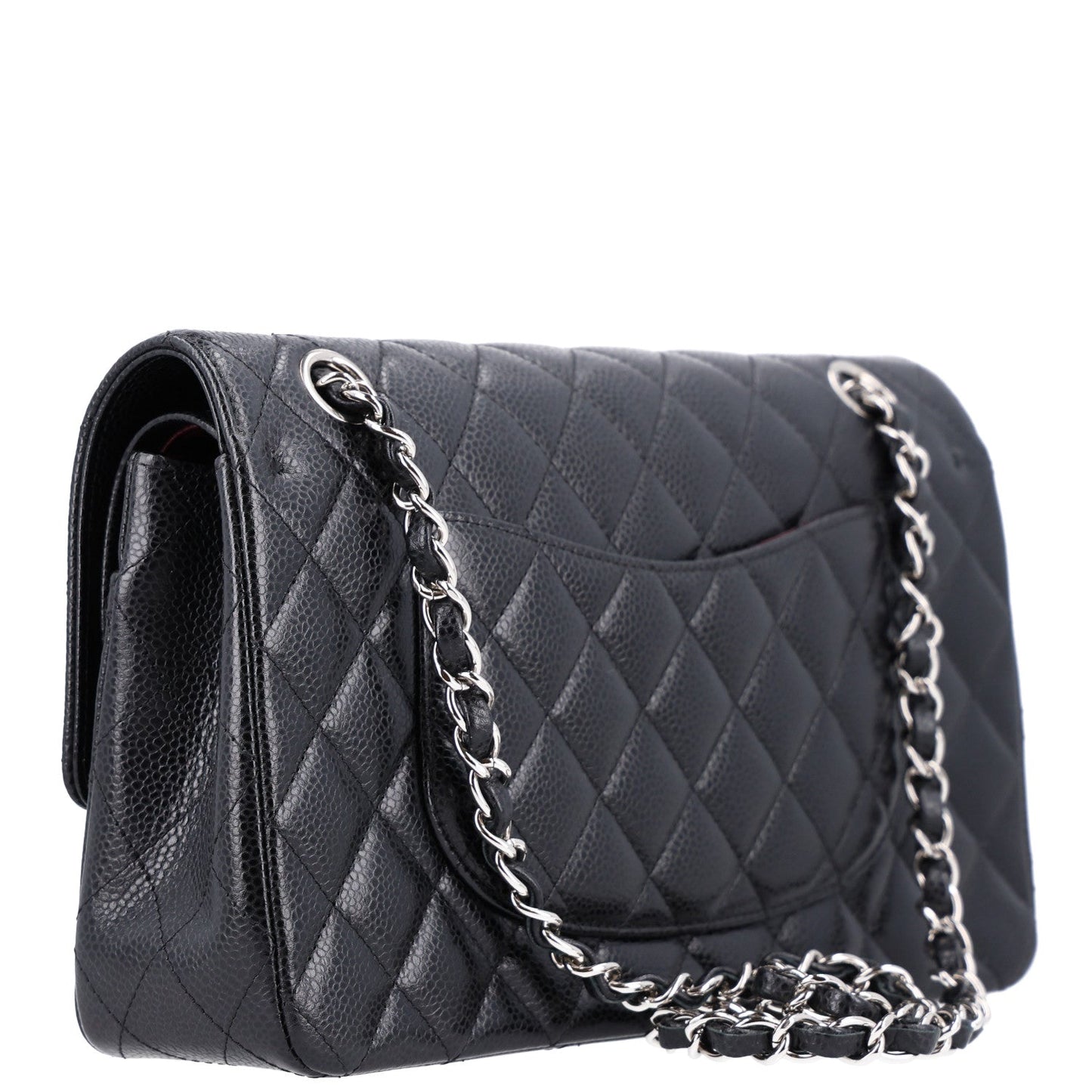 Caviar Quilted Medium Double Flap Black