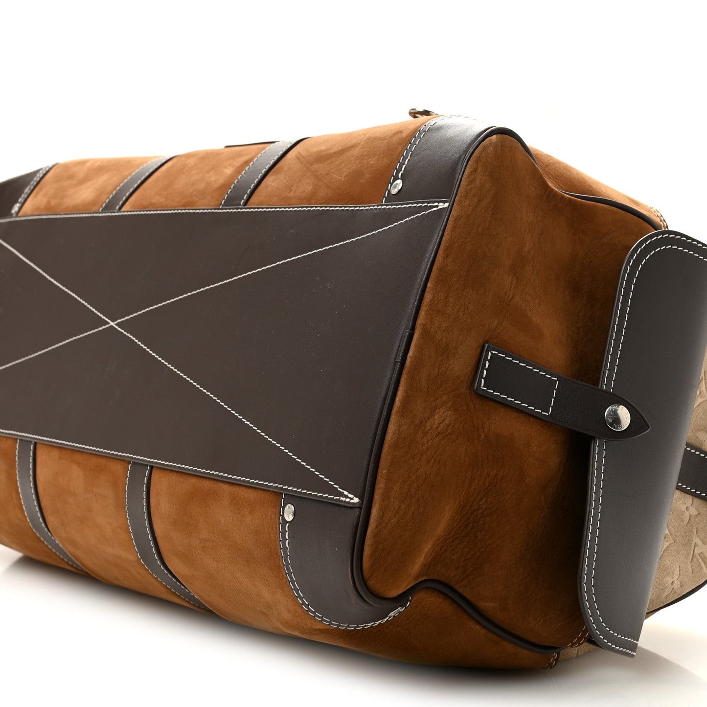 X NIGO Suede Monogram Keepall Bandouliere 50 Tan
