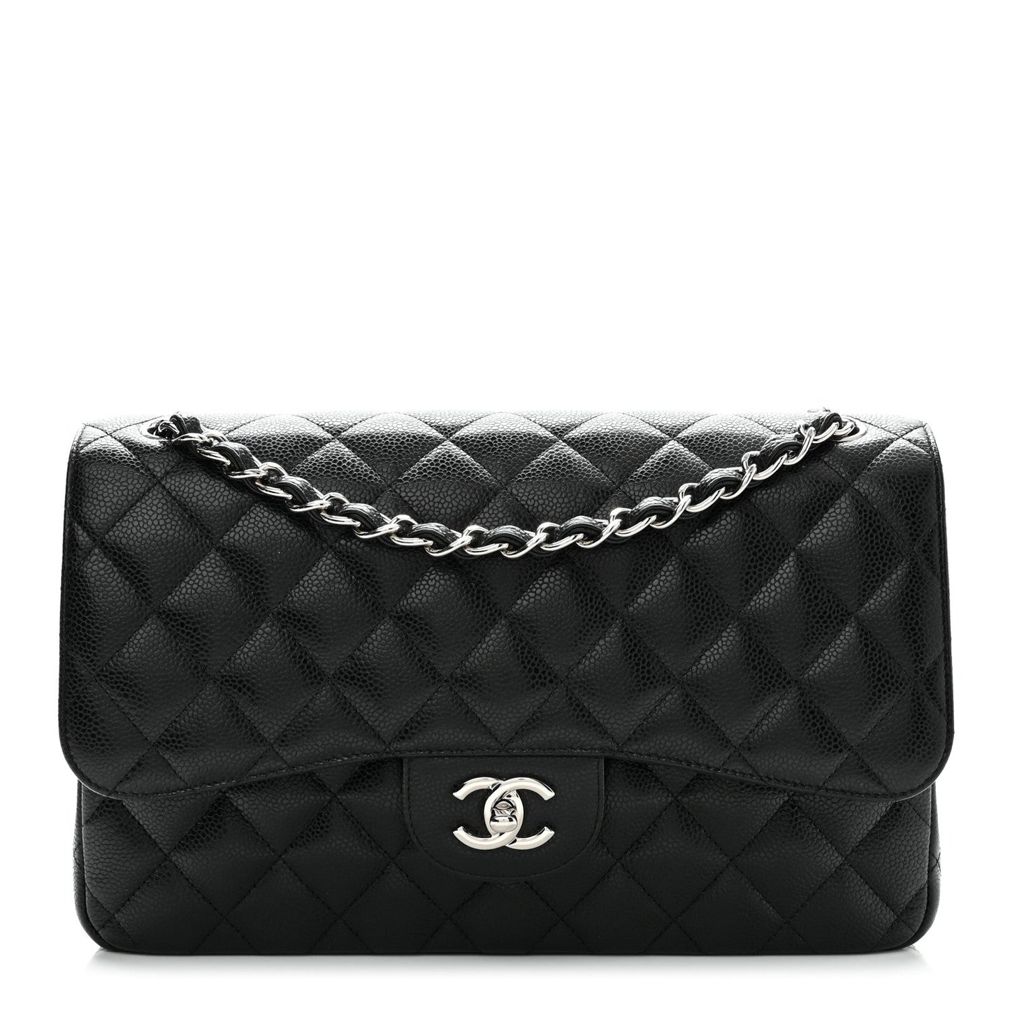 Caviar Quilted Jumbo Double Flap Black