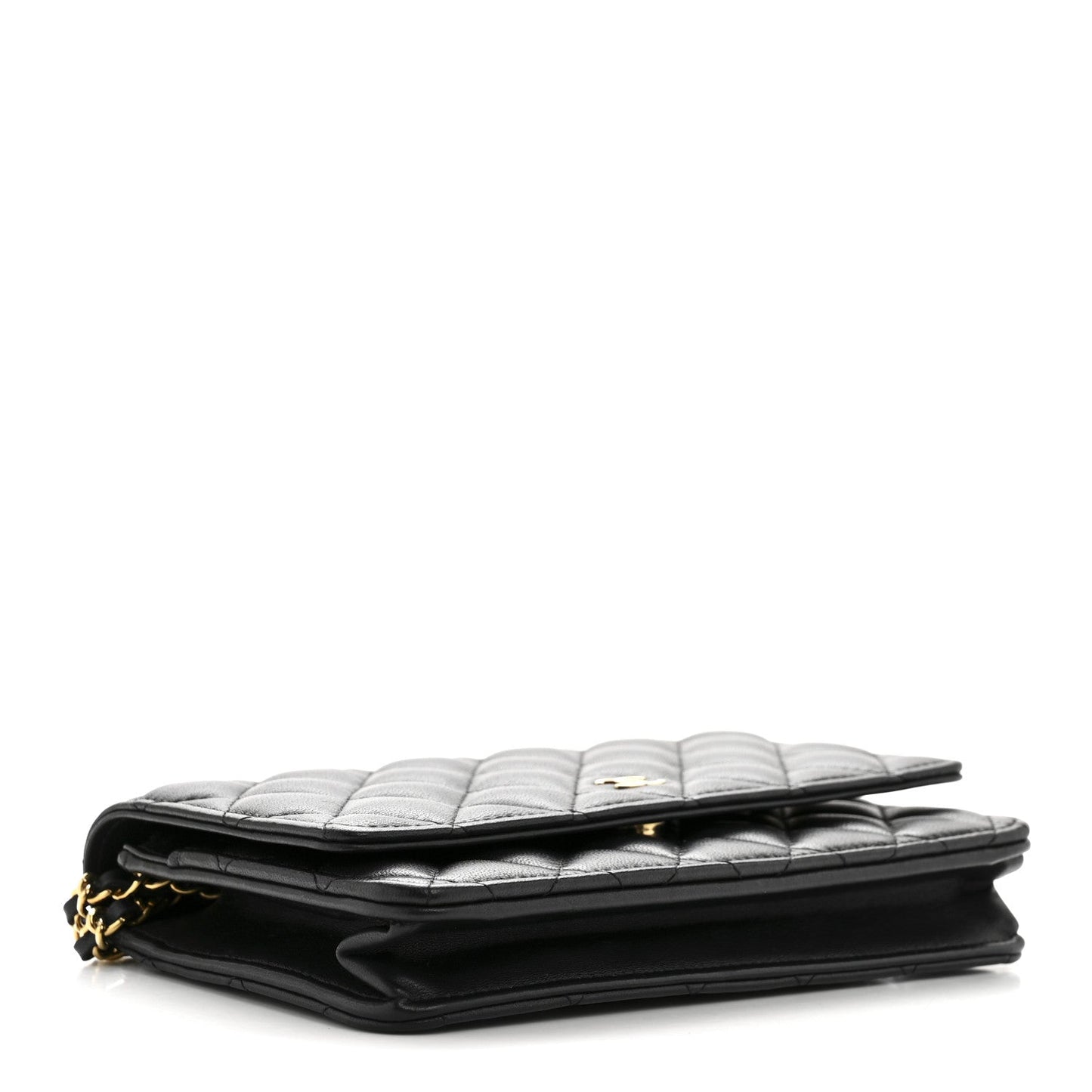 Lambskin Quilted Wallet On Chain WOC Black