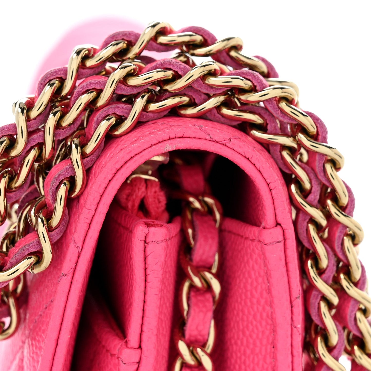 Caviar Quilted Wallet on Chain WOC Fuchsia