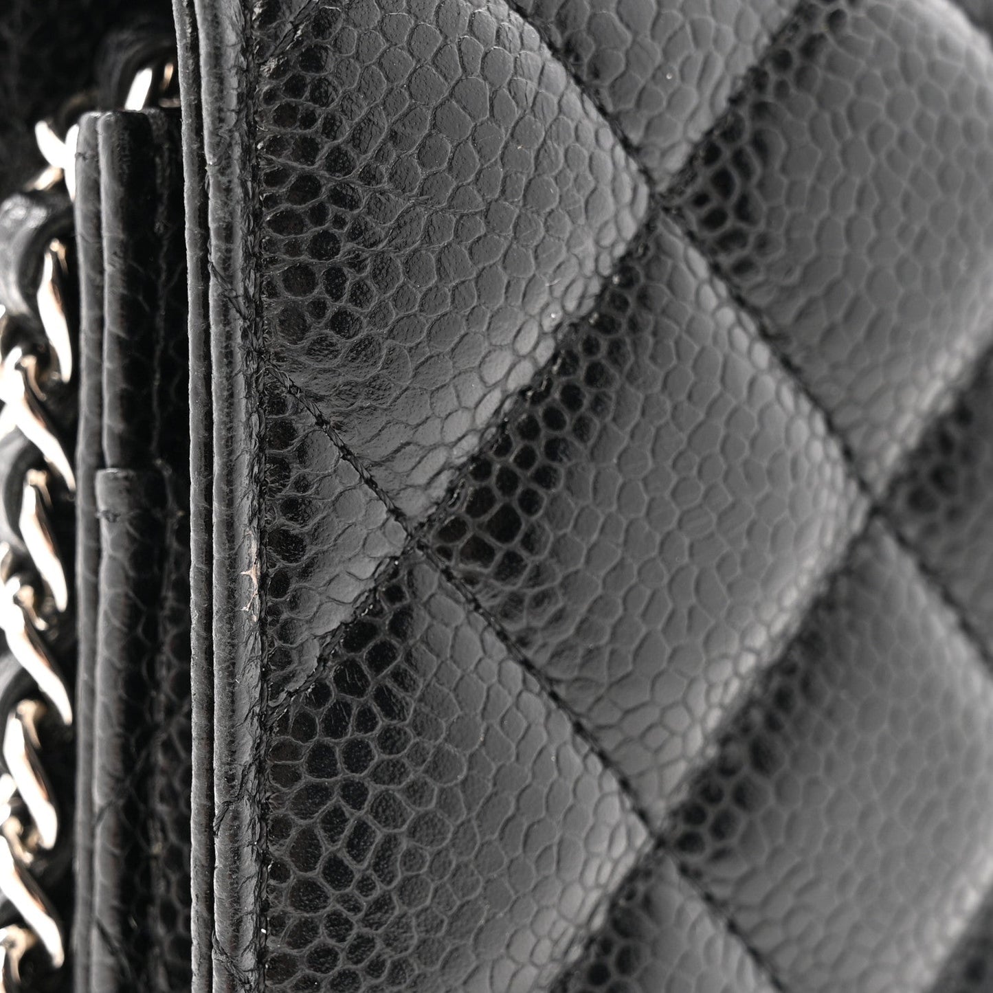 Caviar Quilted Wallet on Chain WOC Black