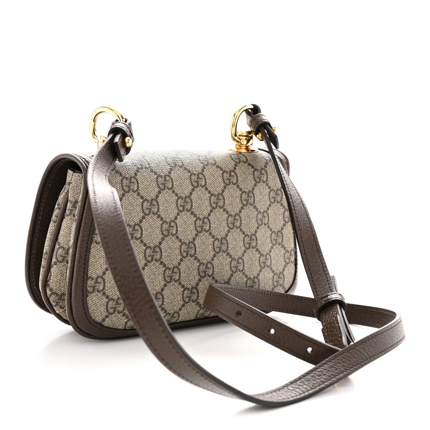 GG Supreme Monogram Textured Dollar Calfskin Mini Blondie Chain Shoulder Flap Bag Beige Ebony New Acero