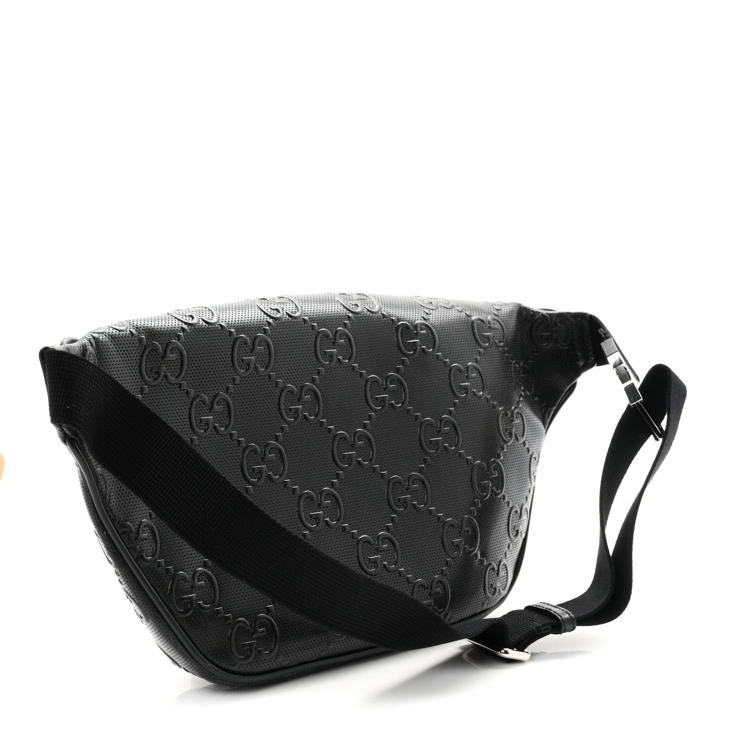 Calfskin GG Tennis Embossed Pocket Belt Bag Black