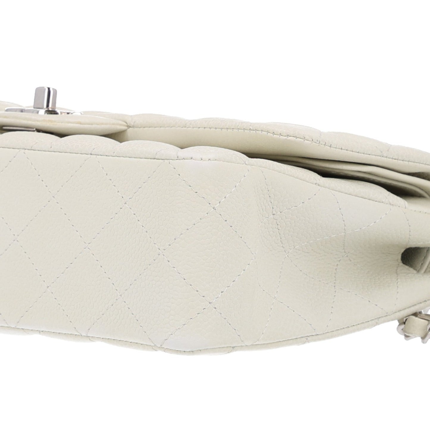 Caviar Quilted Medium Double Flap Light Green