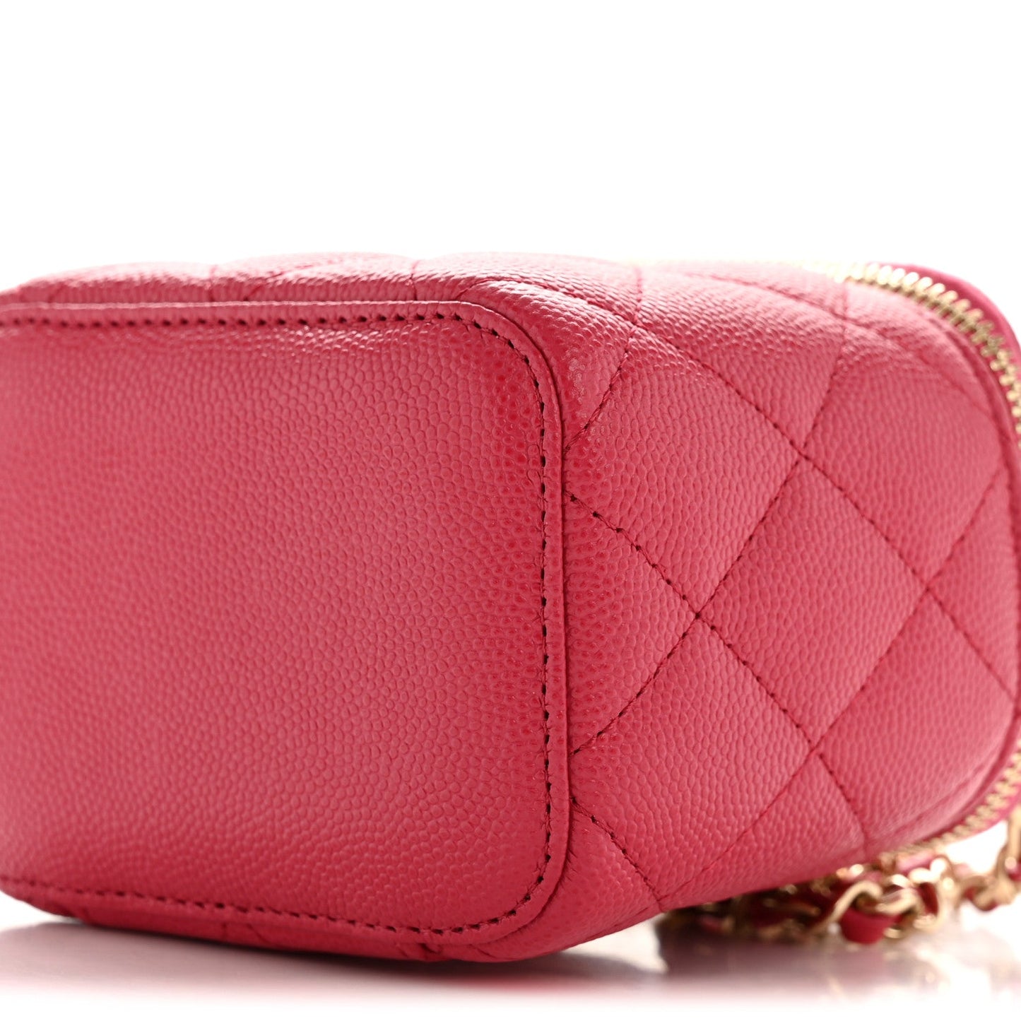 Caviar Quilted Mini Vanity Case With Chain Dark Pink