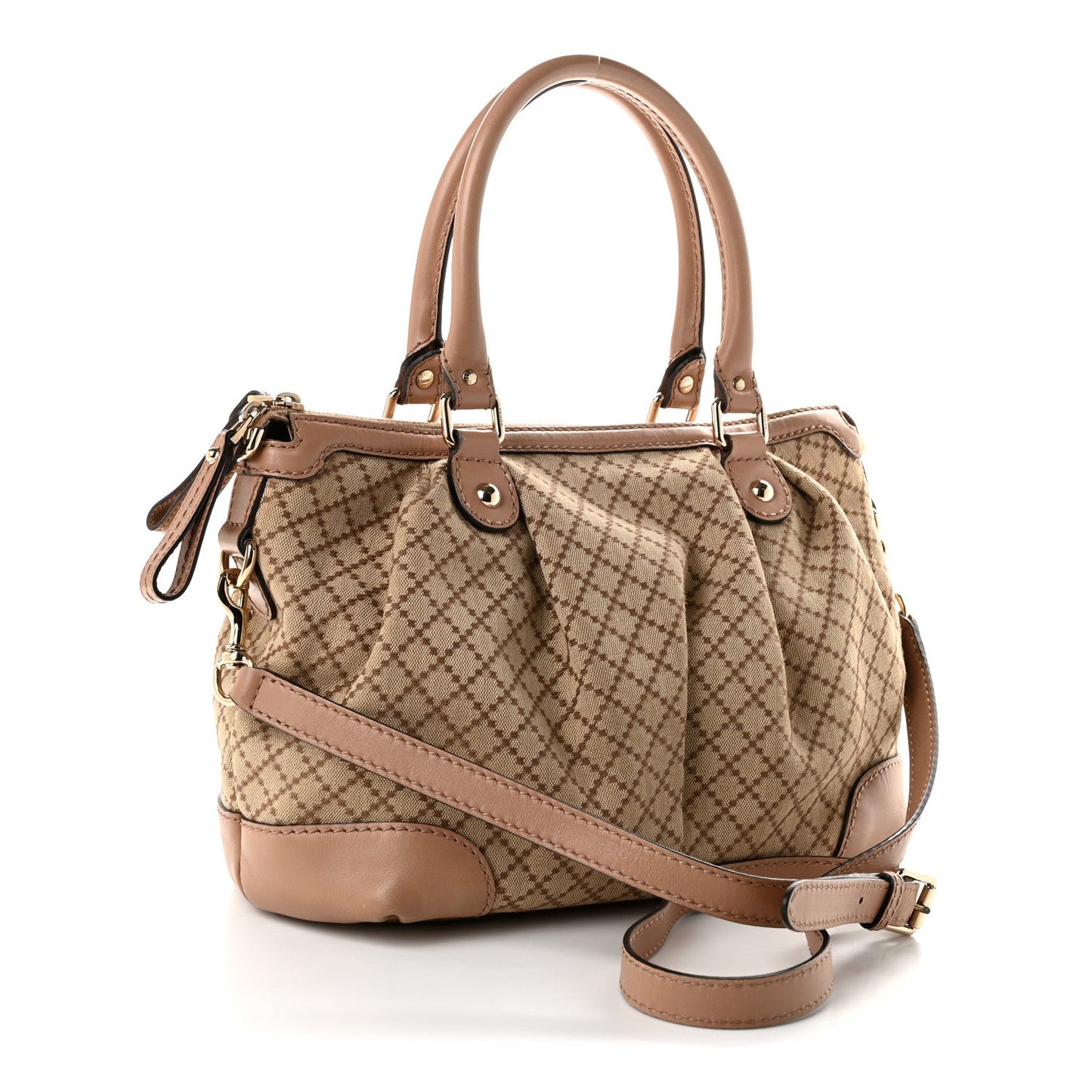 Diamante Medium Sukey Top Handle Bag Beige Pink
