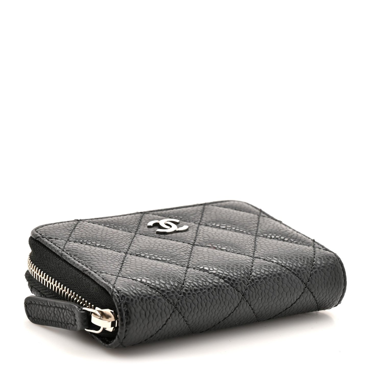 Caviar Quilted Zip Coin Purse Black