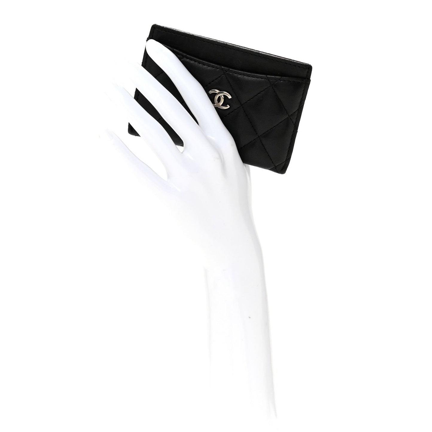 Lambskin Quilted Card Holder Black