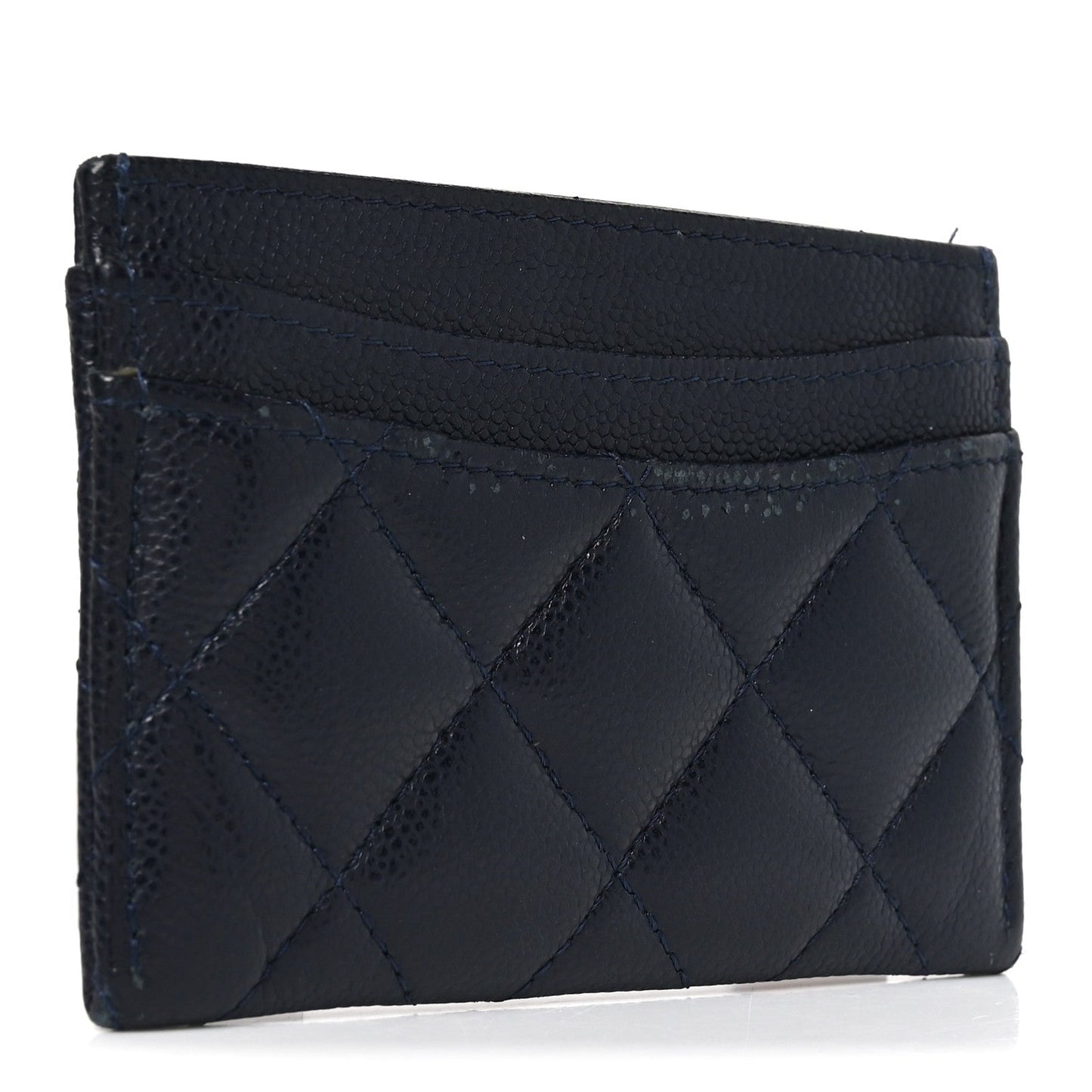 Caviar Quilted Card Holder Navy