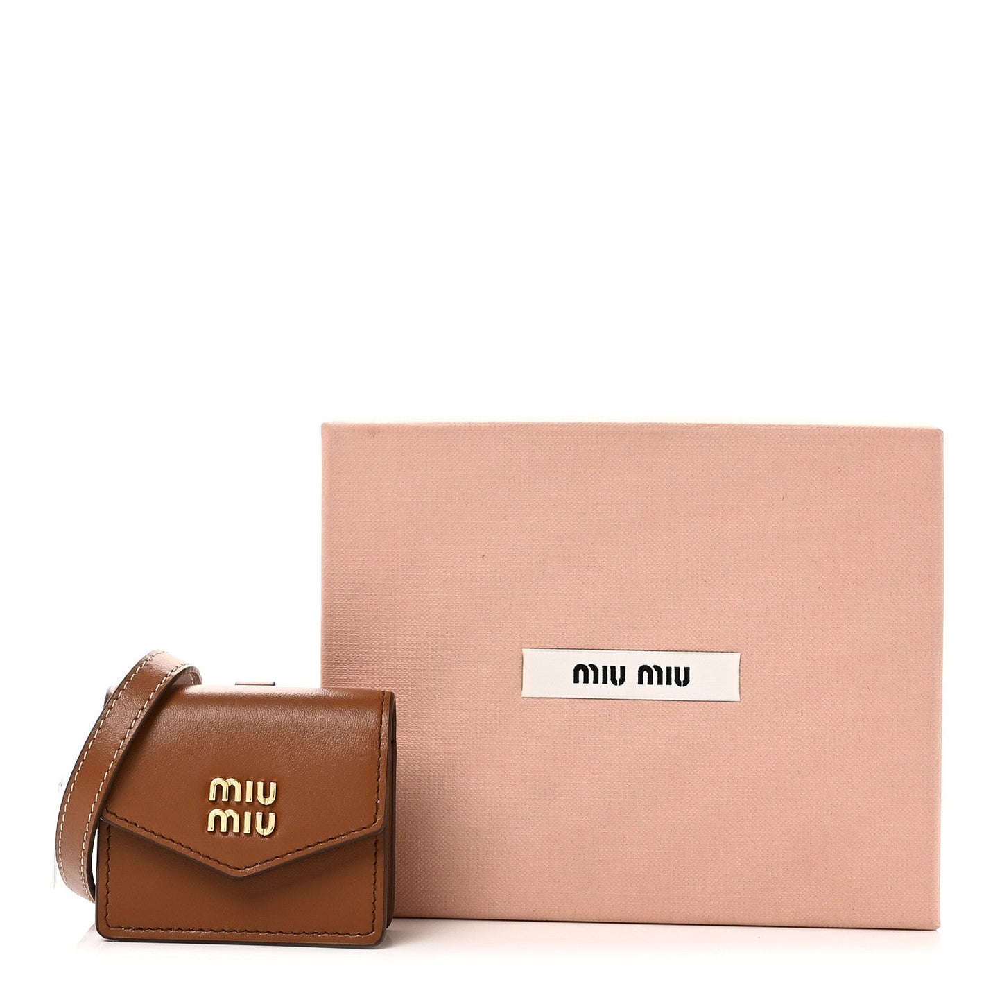 Nappa Flap Pouch Bag Charm Cognac Orange