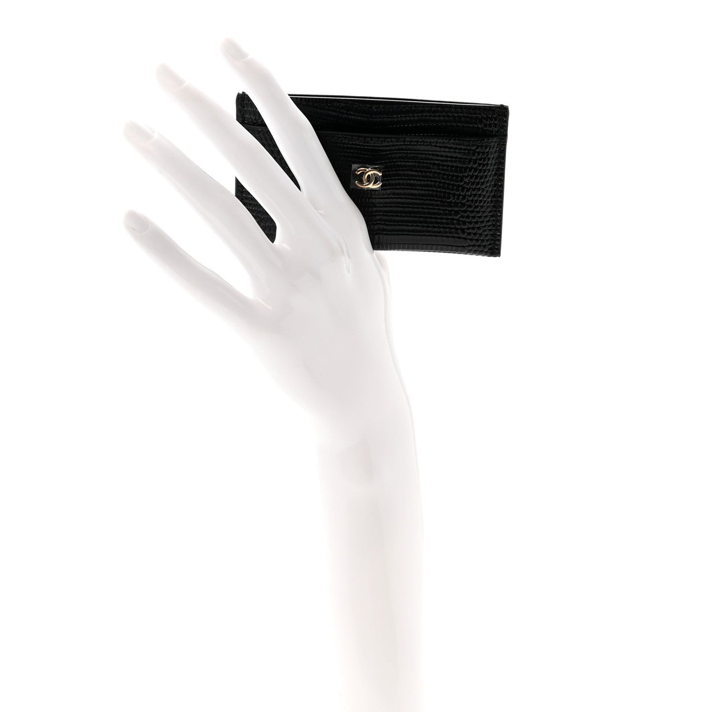 Calfskin Lizard Embossed Card Holder Black