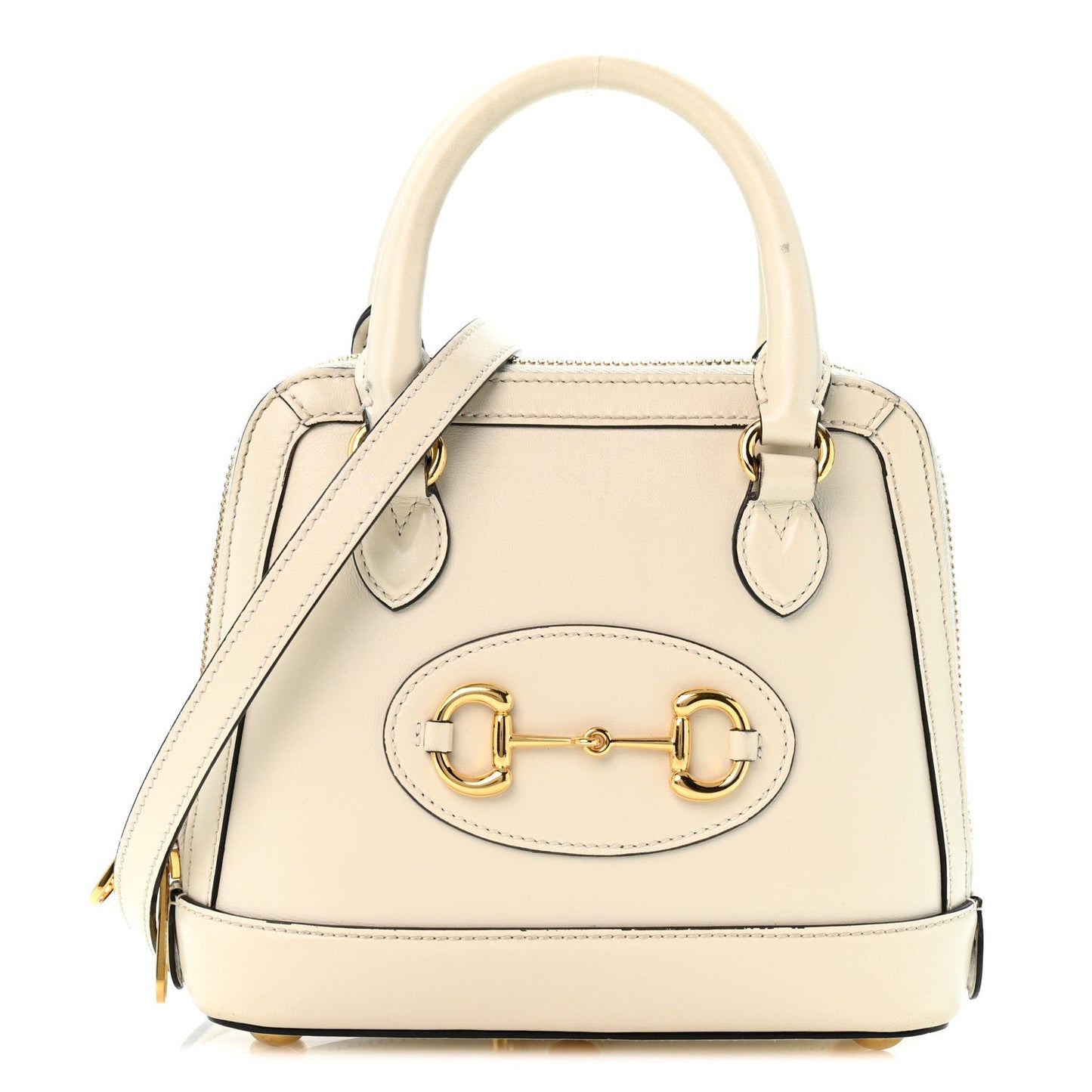 Boarded Plutone Calfskin Mini Horsebit 1955 Top Handle Bag Mystic White