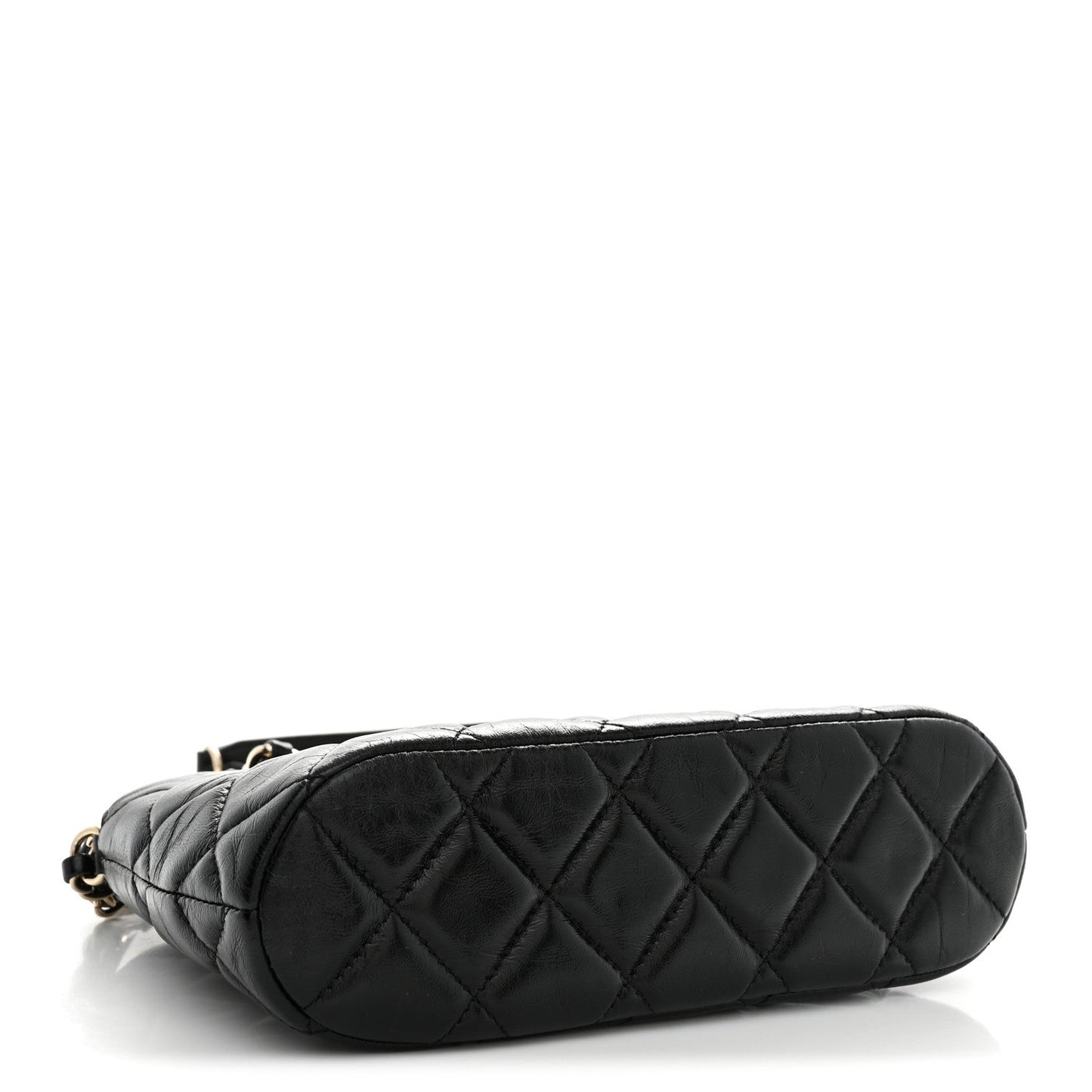 Shiny Lambskin Quilted Shiny Coco Clutch With Chain Black