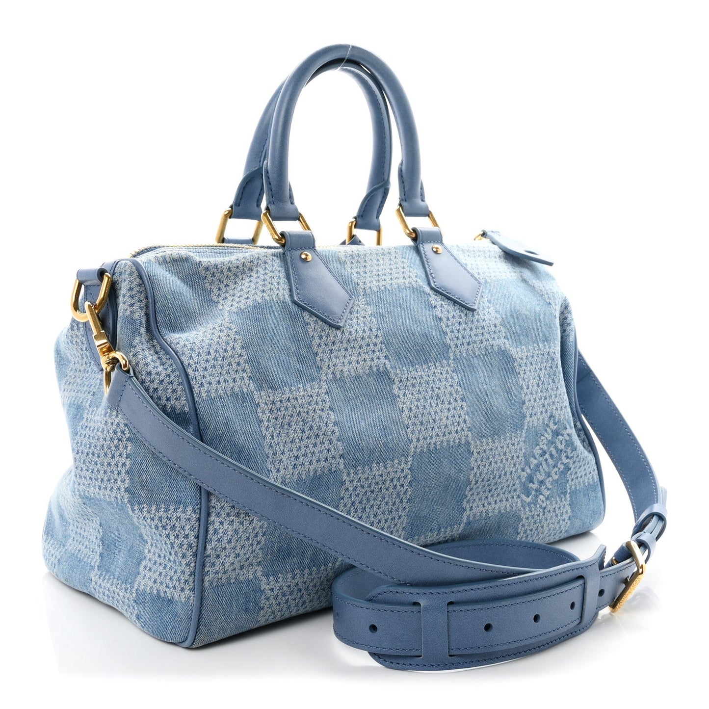 Damier Denim 3D Speedy Bandouliere 30 Denim Blue