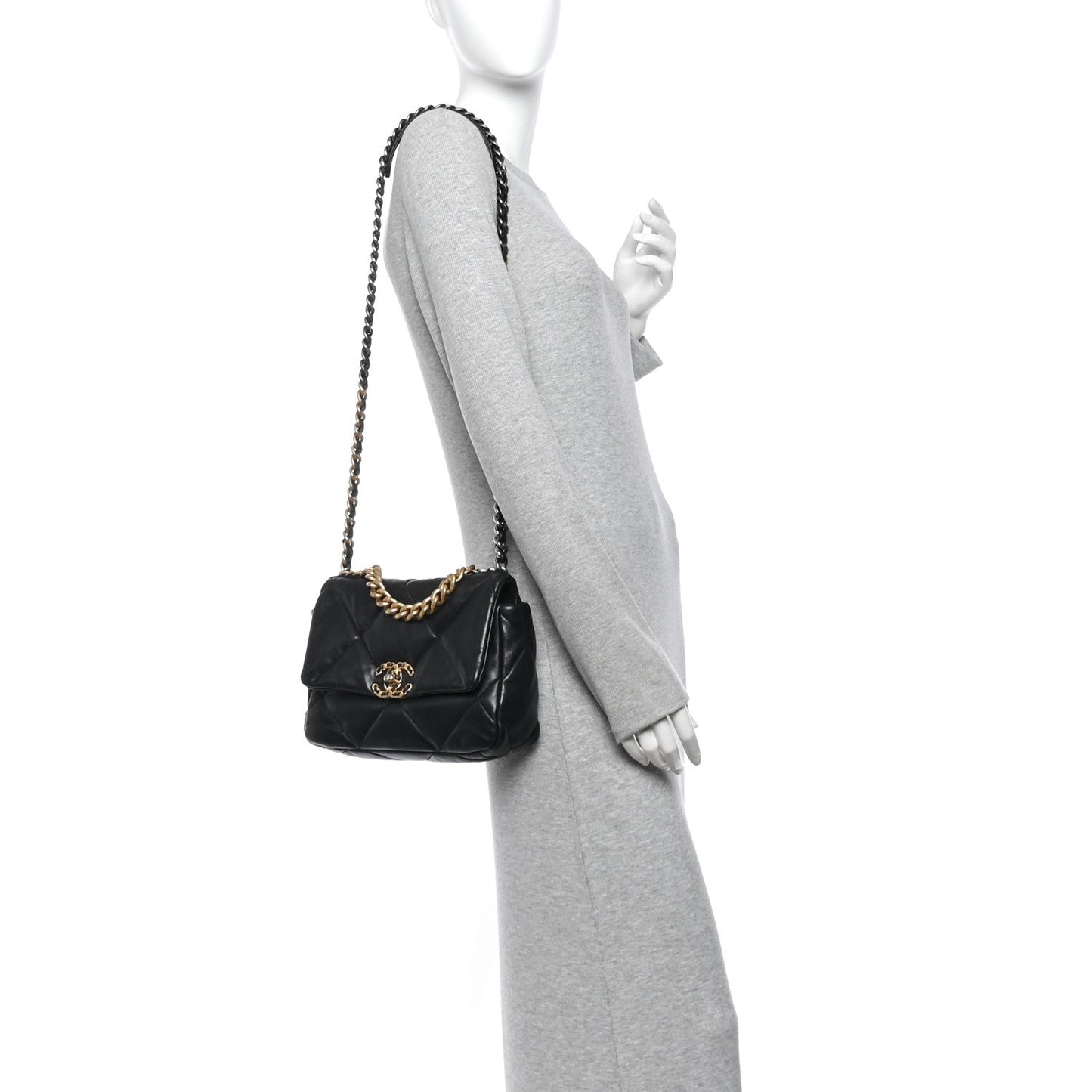 Lambskin Quilted Medium Chanel 19 Flap Black