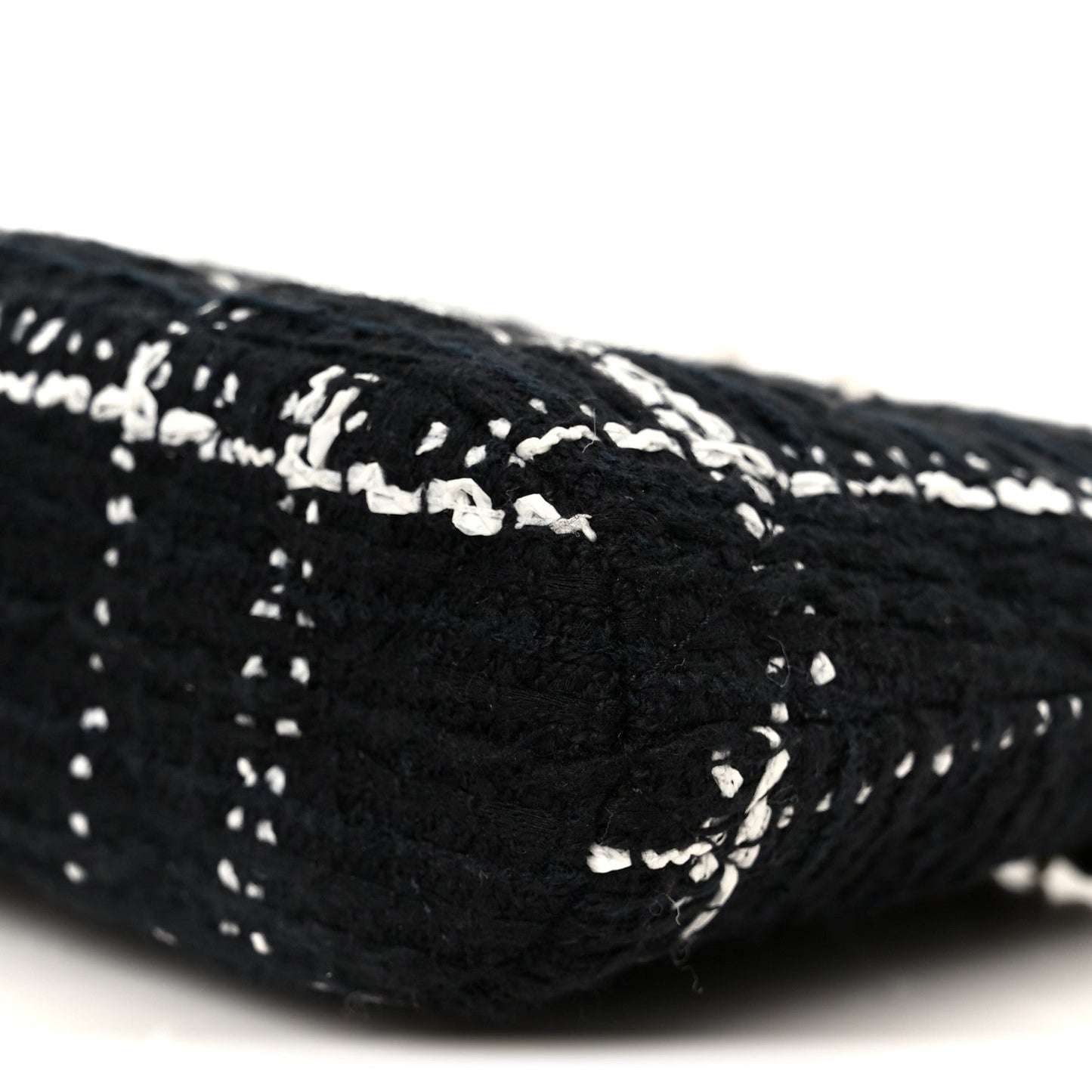 Tweed Quilted Mini Clutch With Chain Black White