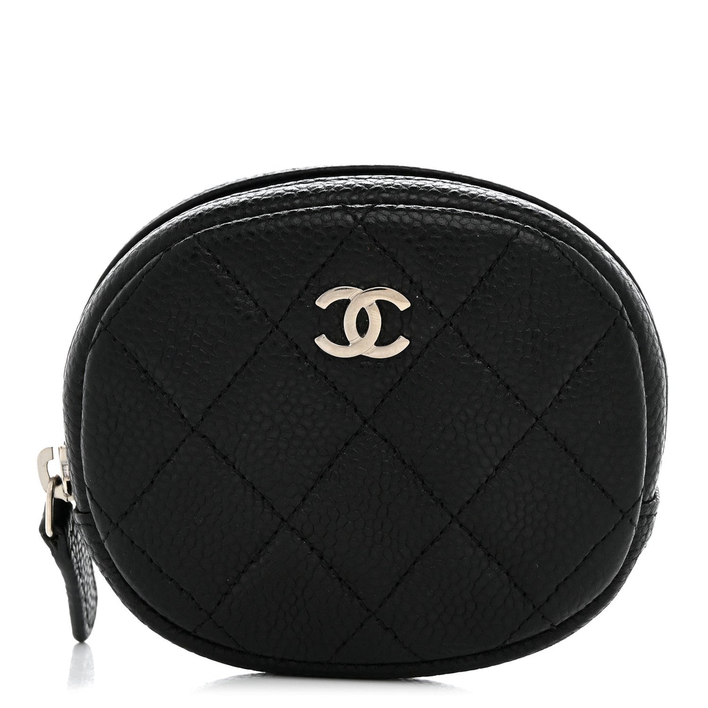 Caviar Quilted Zip Around Classic Coin Purse Black