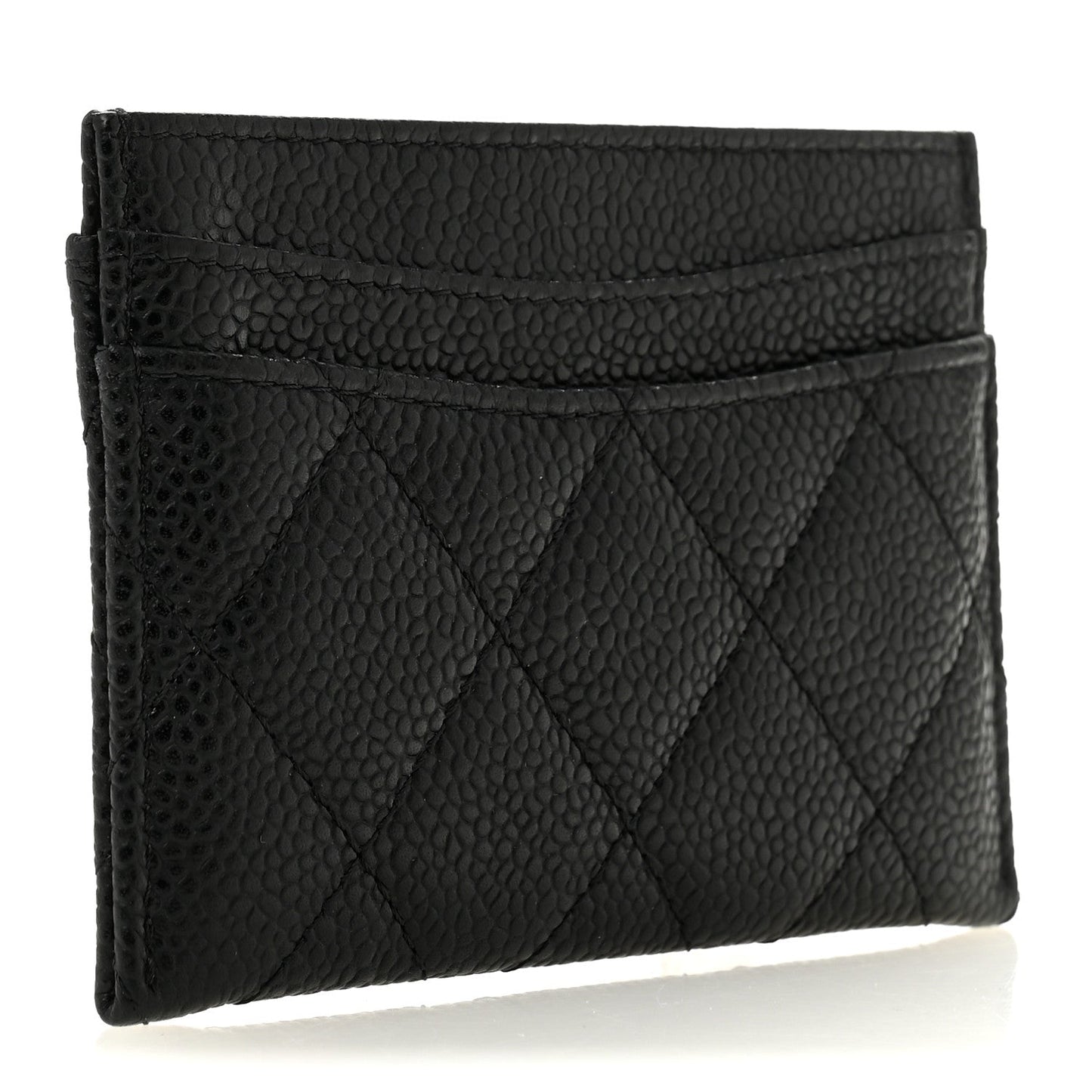 Caviar Quilted Card Holder Black