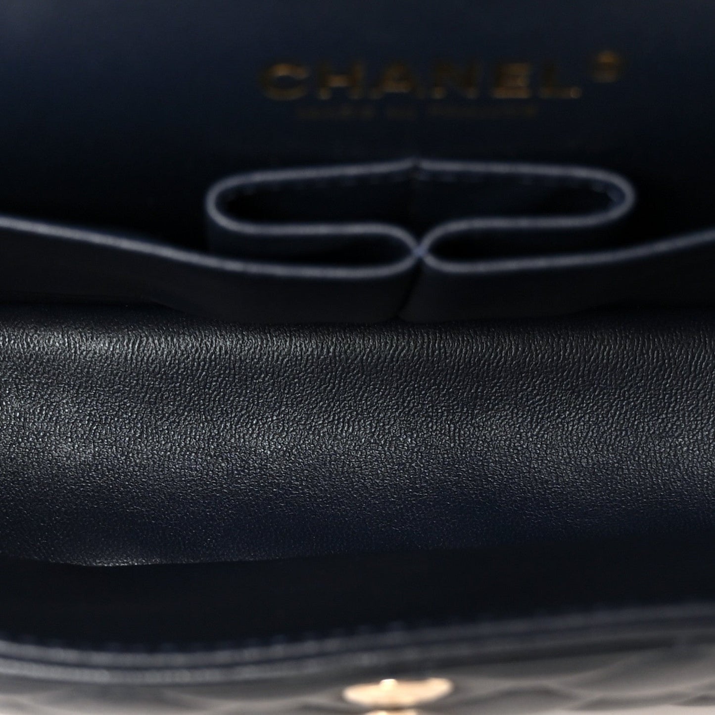 Lambskin Quilted Small Double Flap Navy
