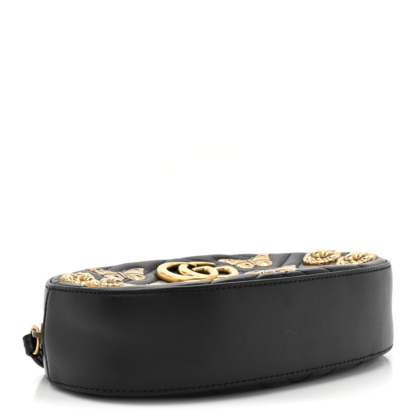 Calfskin Matelasse Animal Studs GG Marmont Belt Bag 85 34 Black