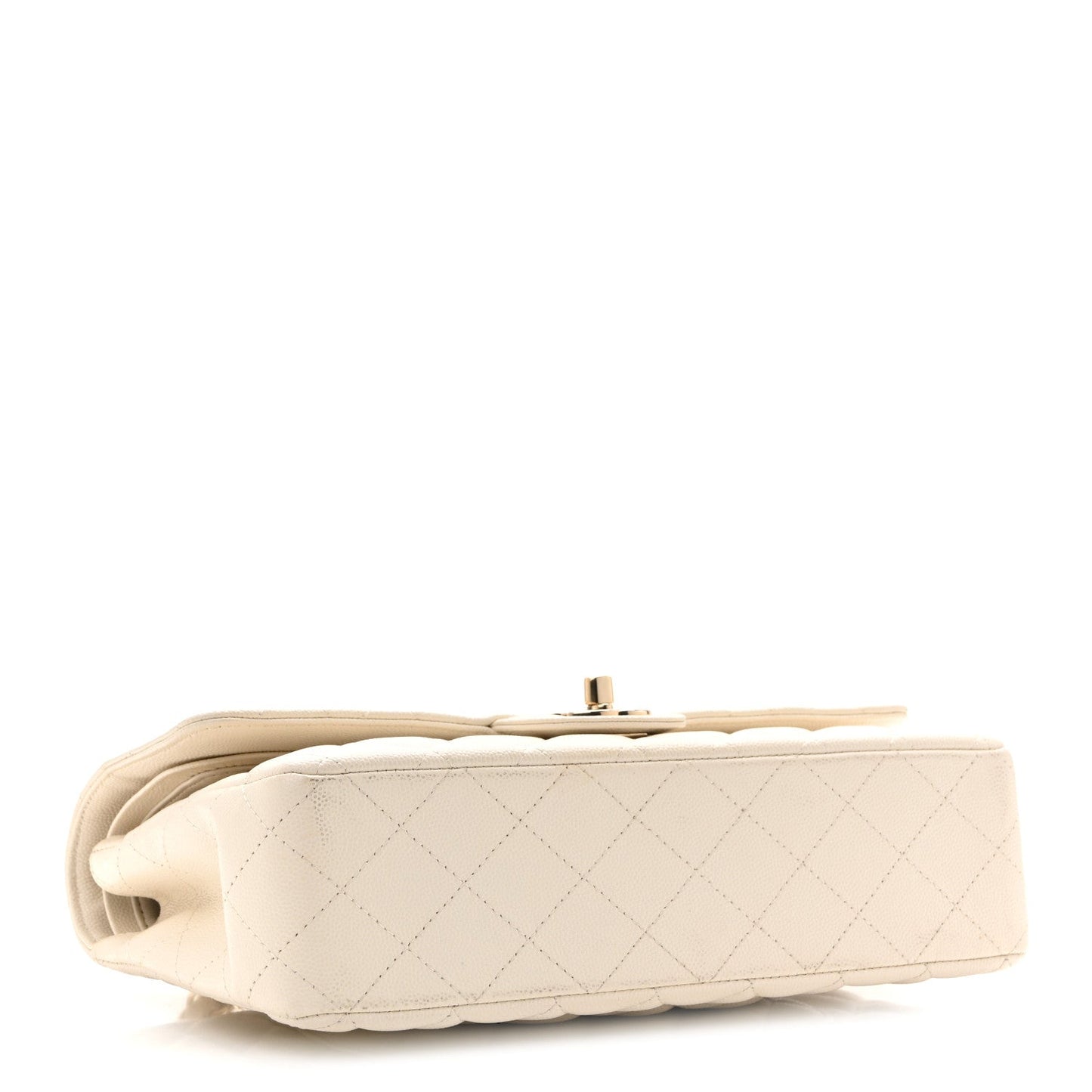 Caviar Quilted Medium Double Flap White