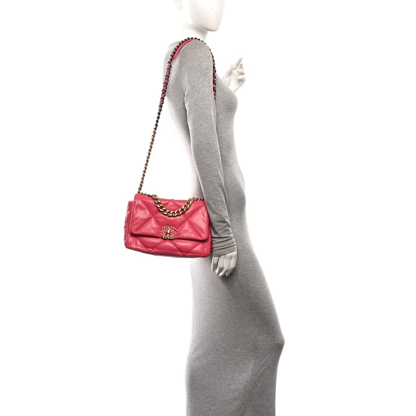 Goatskin Quilted Medium Chanel 19 Flap Pink