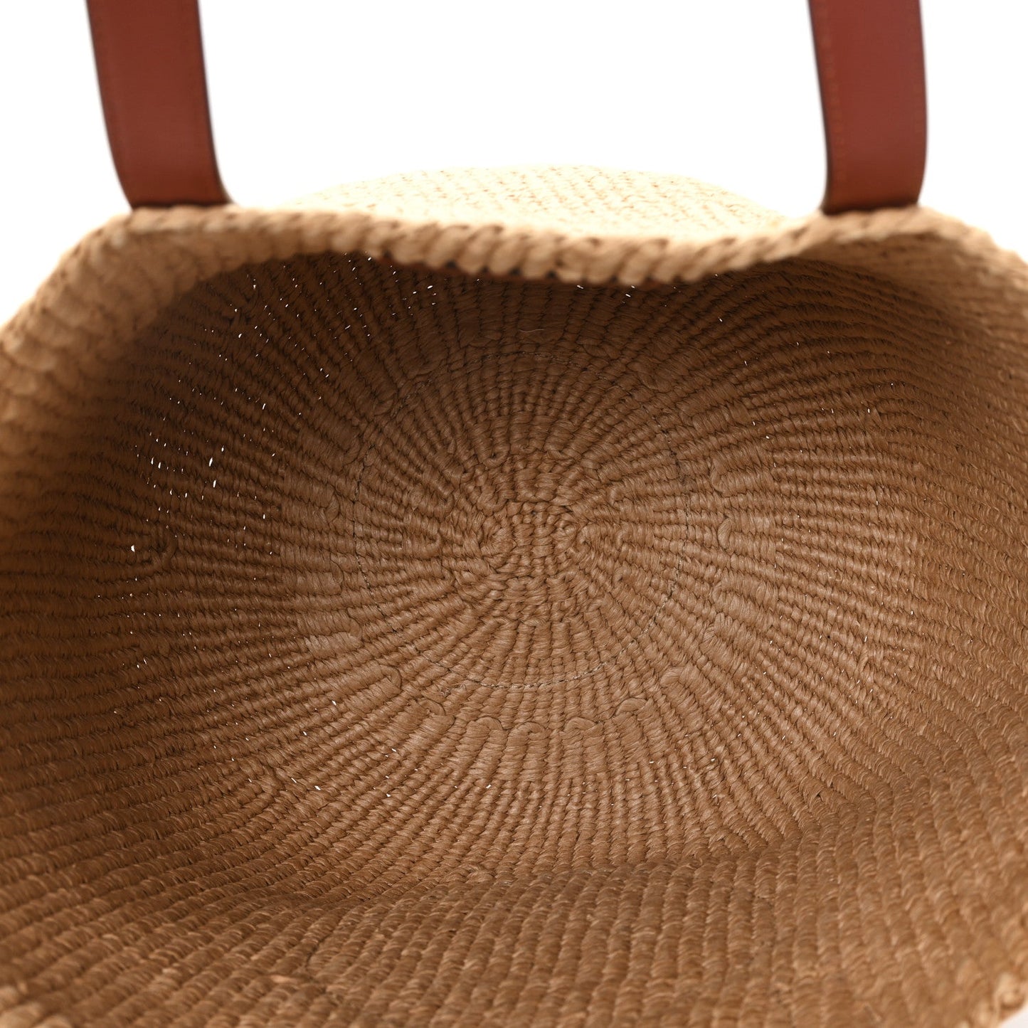 Raffia Calfskin Horse Medal Large Basket Tote Sepia Brown