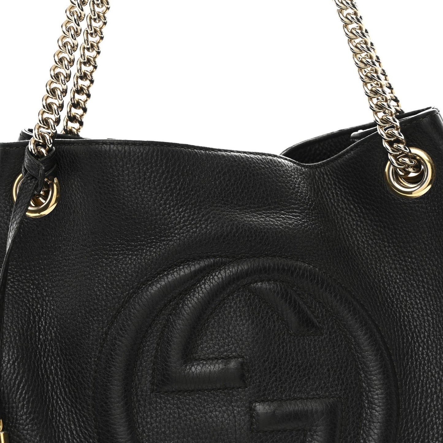 Pebbled Calfskin Medium Soho Chain Shoulder Bag Black