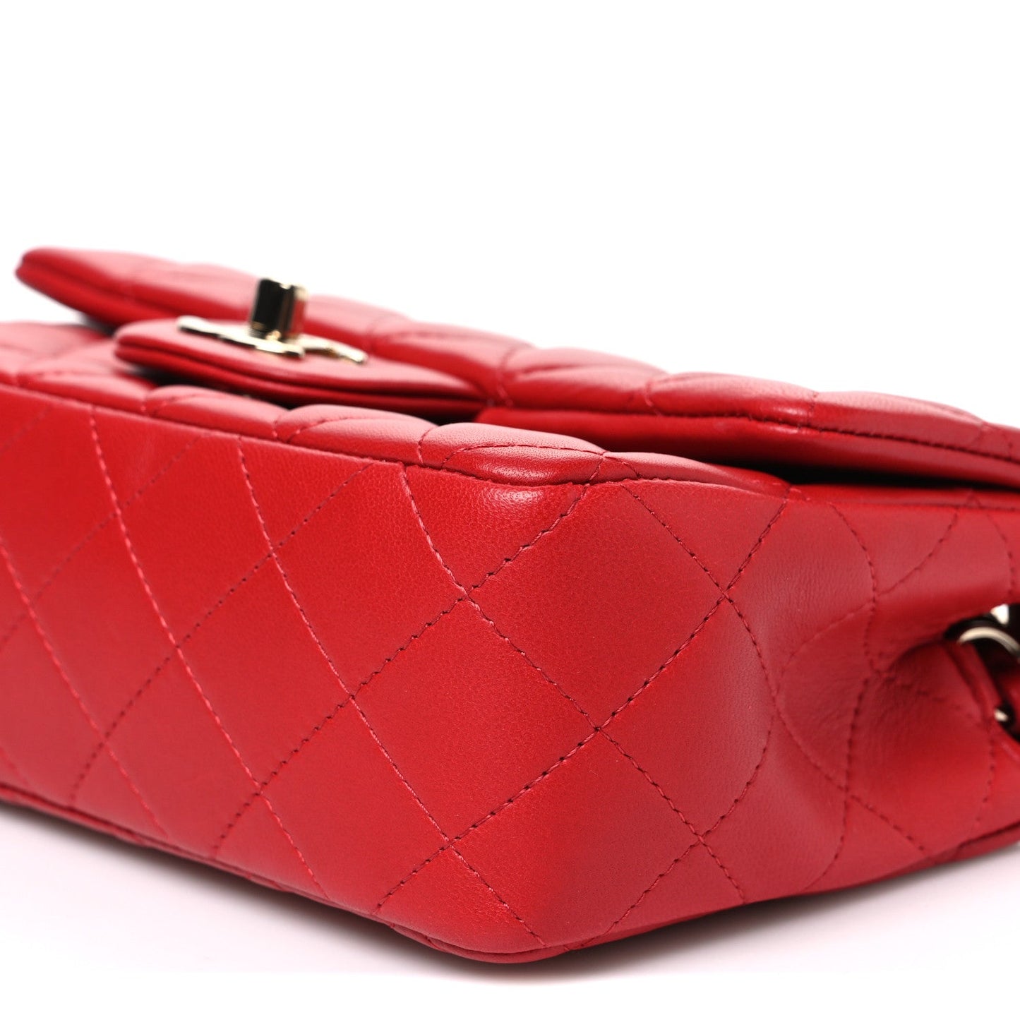 Lambskin Quilted Mini Rectangular Flap Red
