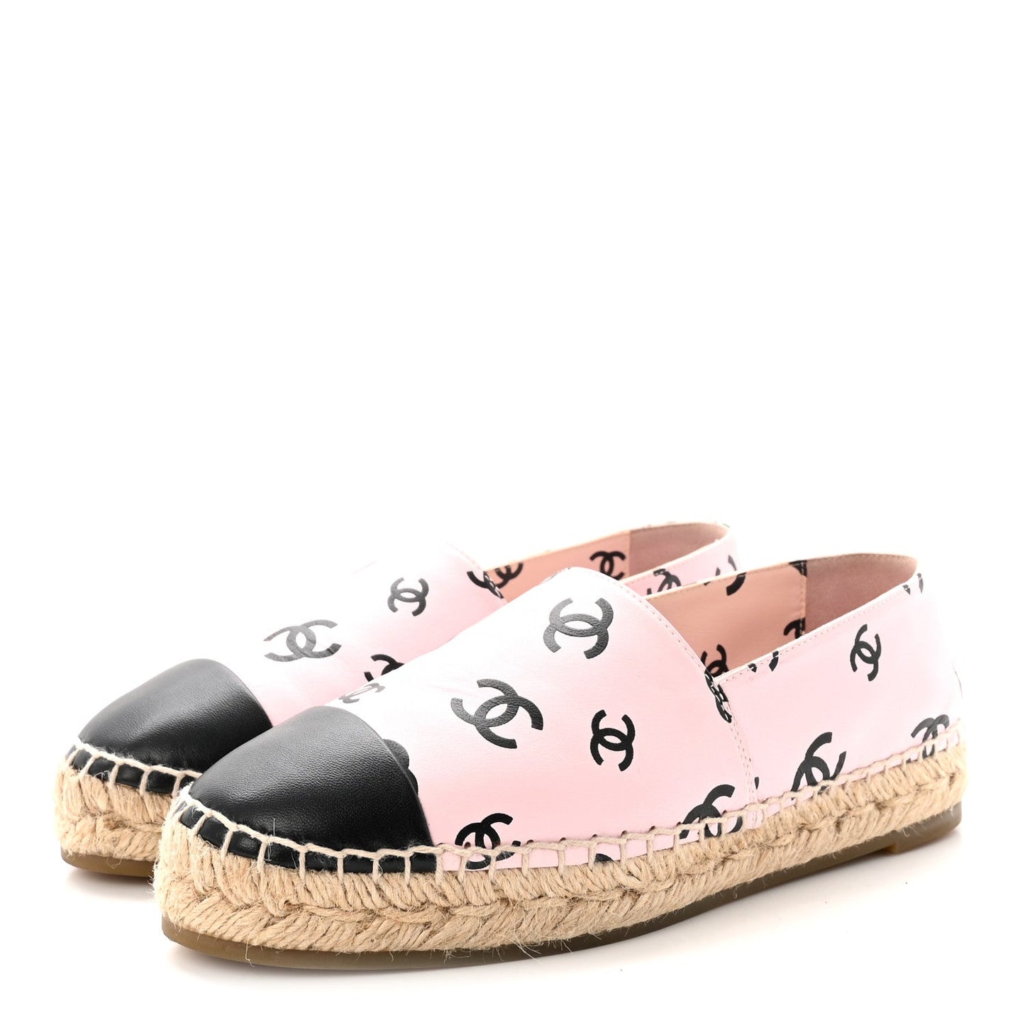 Lambskin Printed CC Espadrilles 37 Light Pink Black