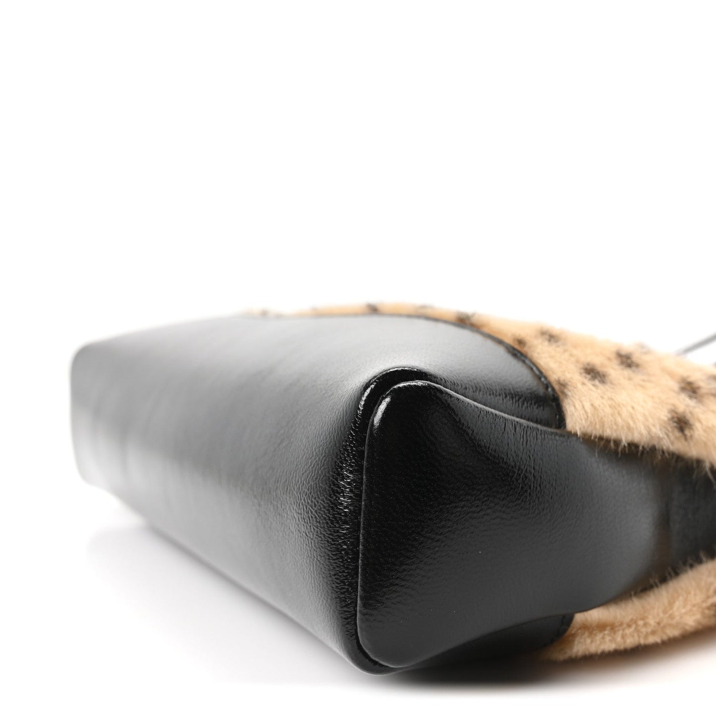 Shiny Lambskin Pony Hair Cheetah Printed Mini 31 Shopping Bag Light Beige Black