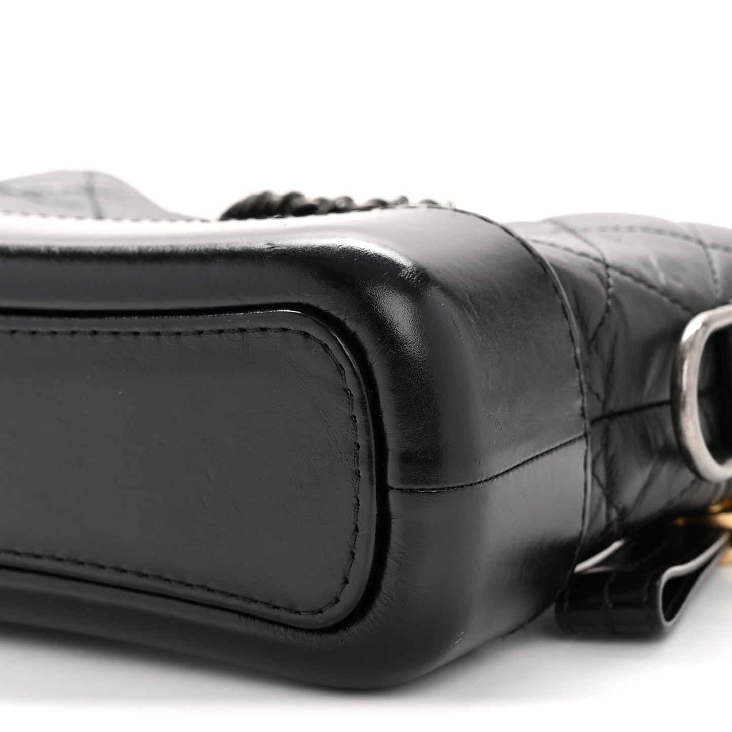 Aged Calfskin Quilted Small Gabrielle Hobo Black