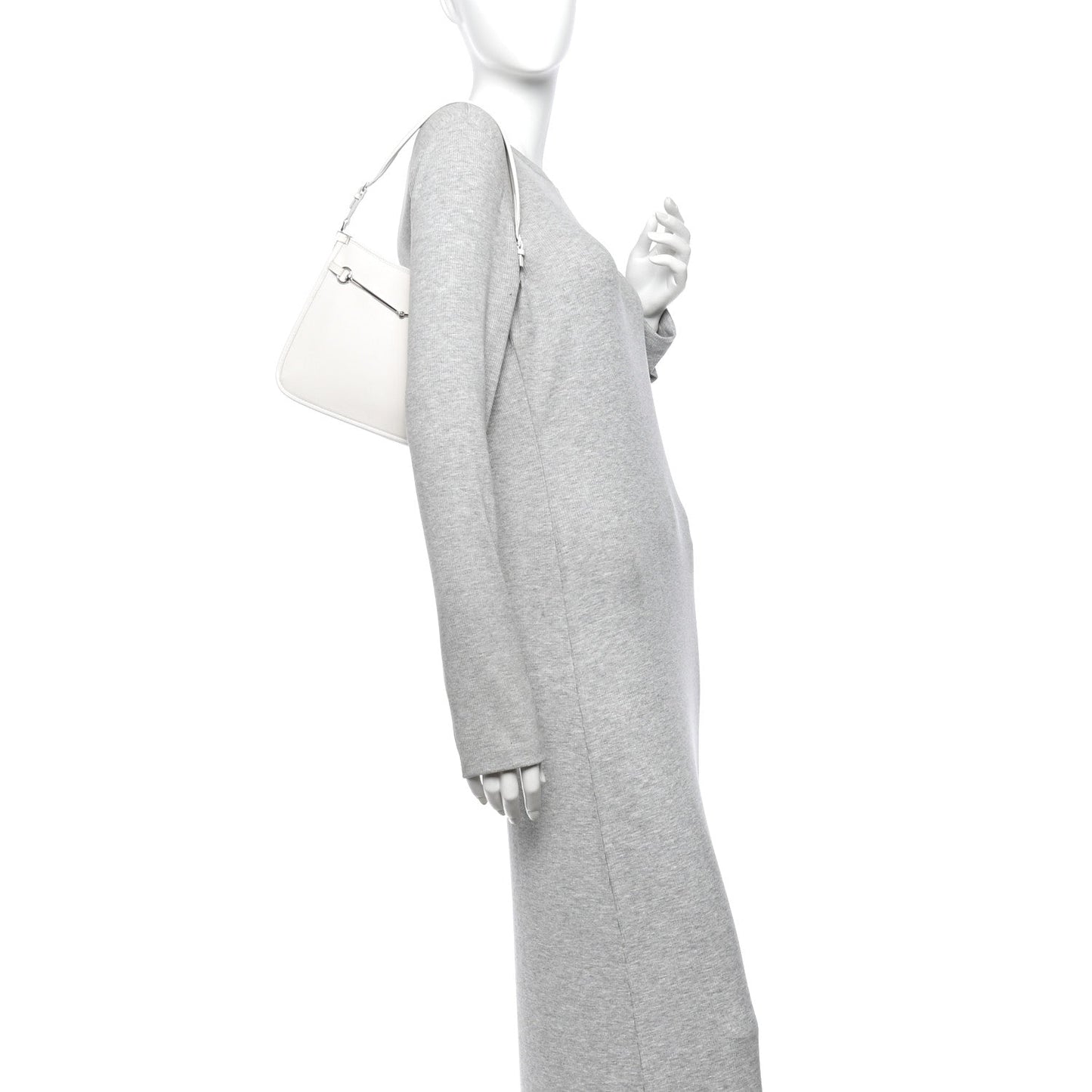 Calfskin Horsebit Slim Shoulder Bag White