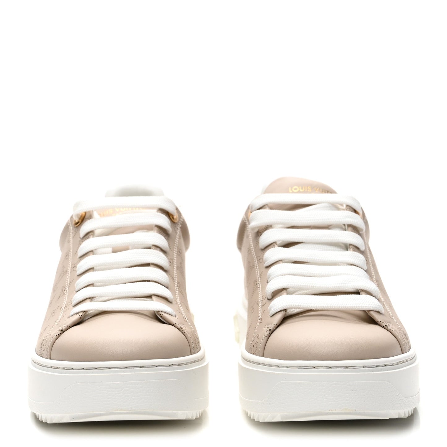Calfskin Mahina Monogram Time Out Sneakers 39 Galet