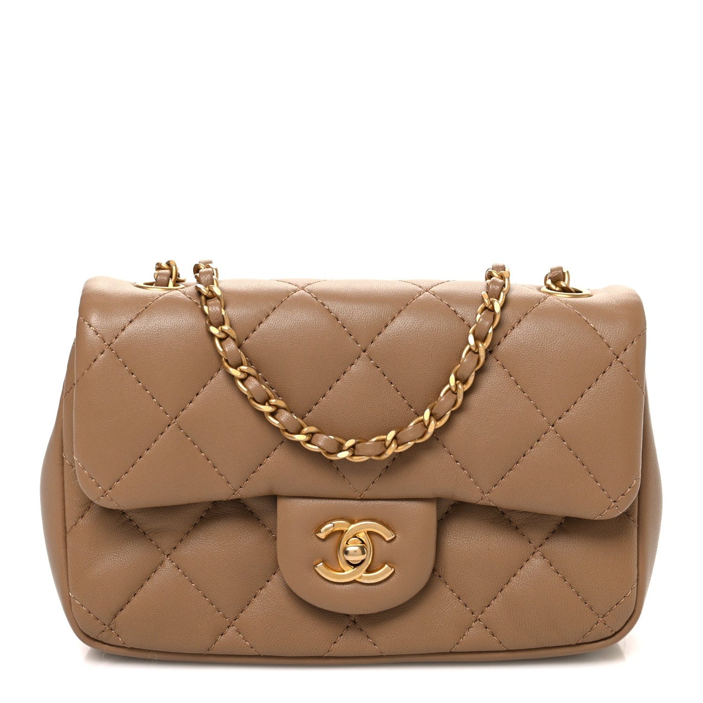 Lambskin Quilted Mini Heart Charms Flap Beige