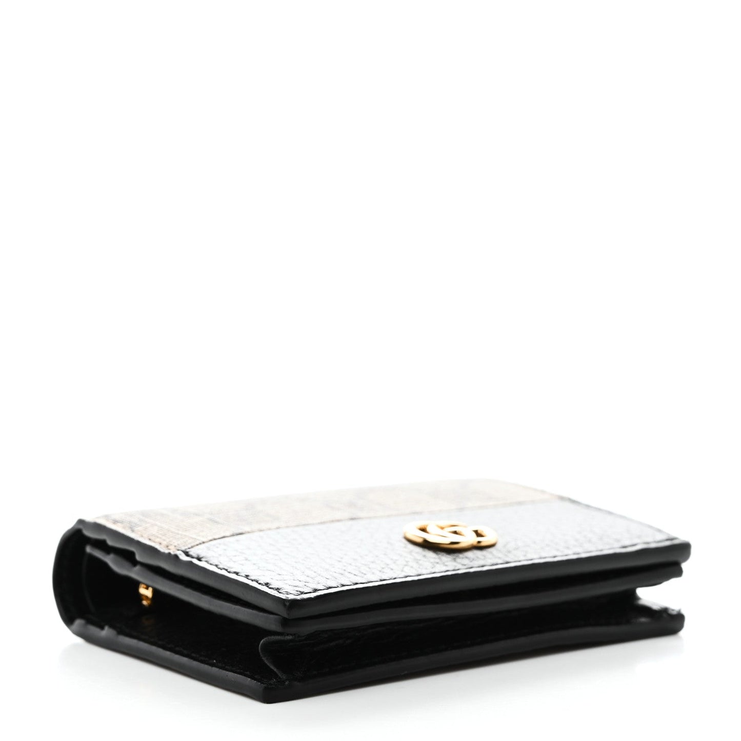 Dollar Calfskin GG Supreme Monogram GG Marmont Card Case Black Beige Ebony