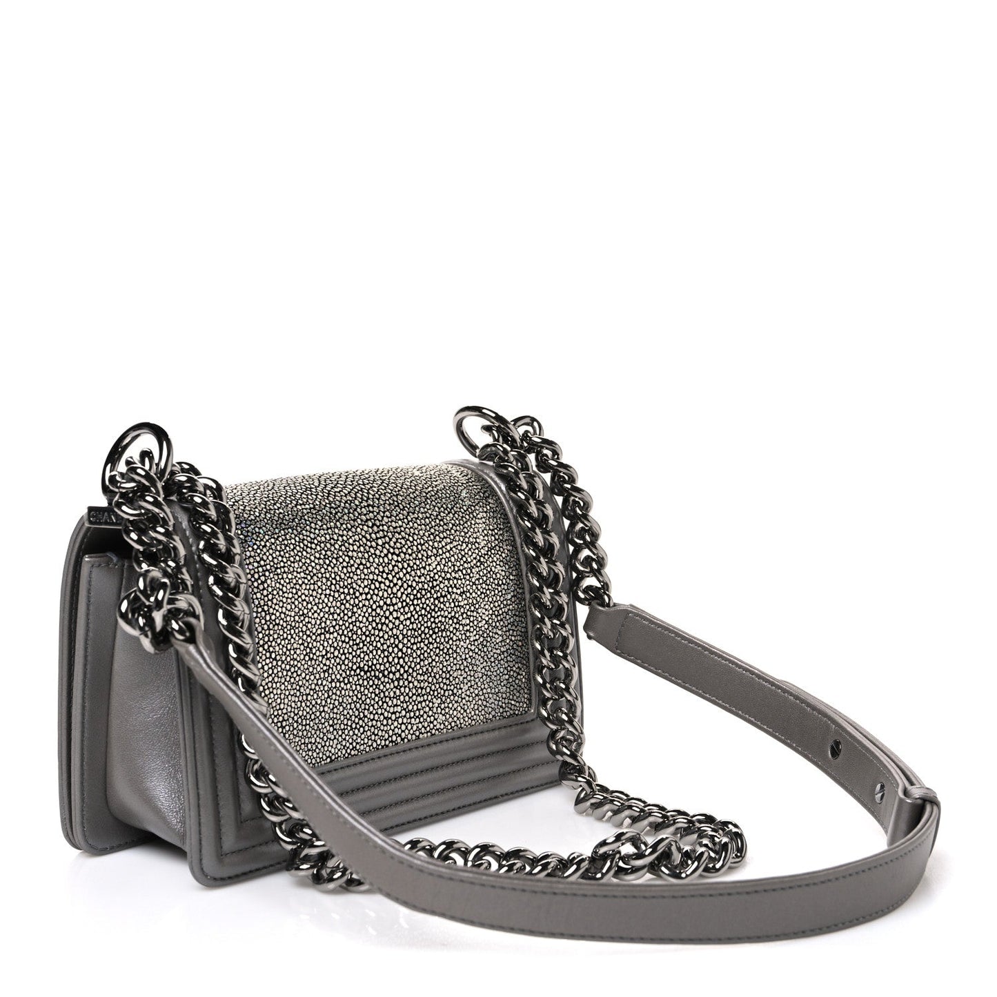 Galuchat Stingray Small Boy Flap Silver