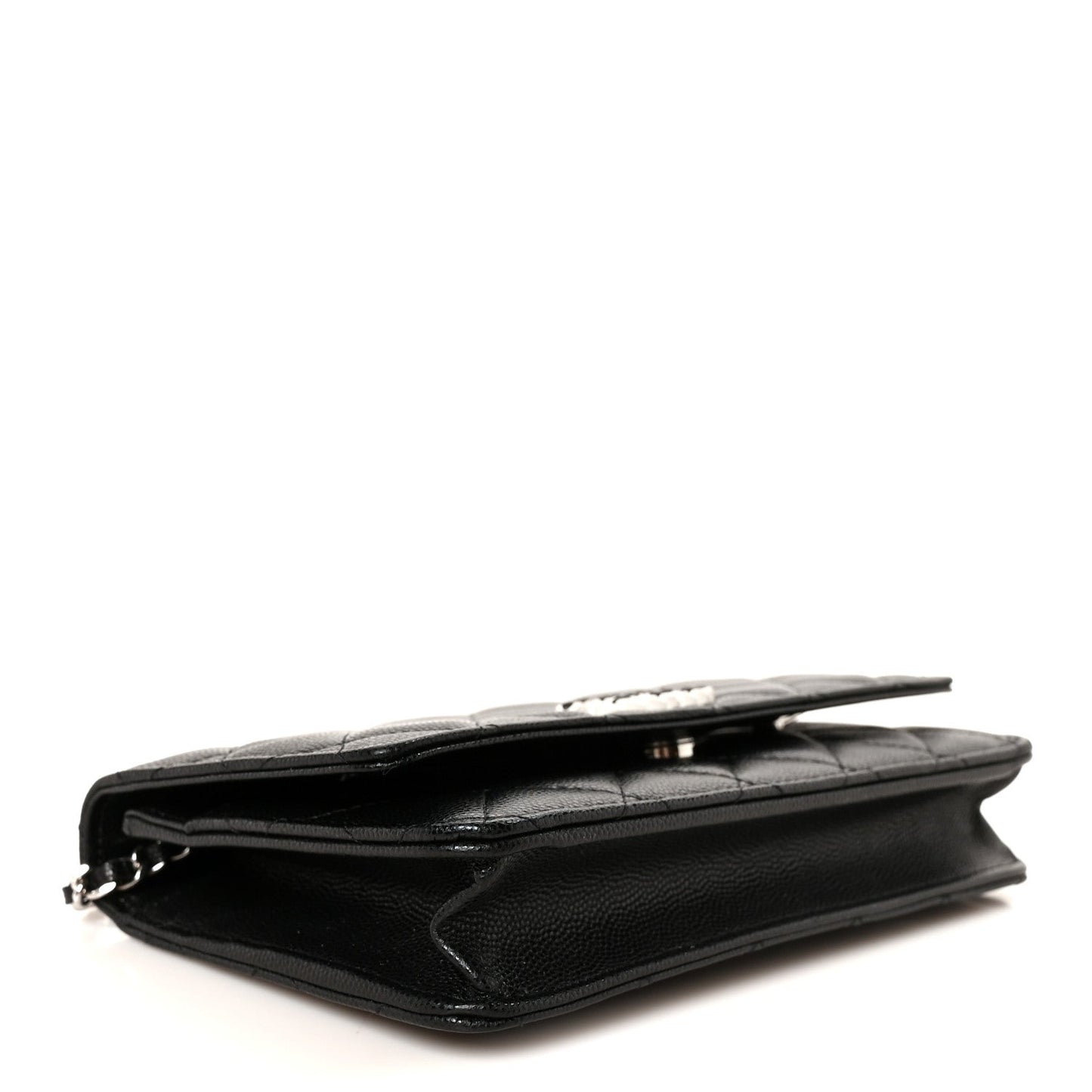 Caviar Quilted Chanel 19 Wallet On Chain WOC Black White