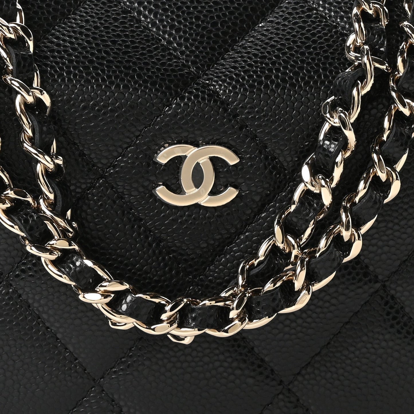 Caviar Quilted Clutch With Chain Black
