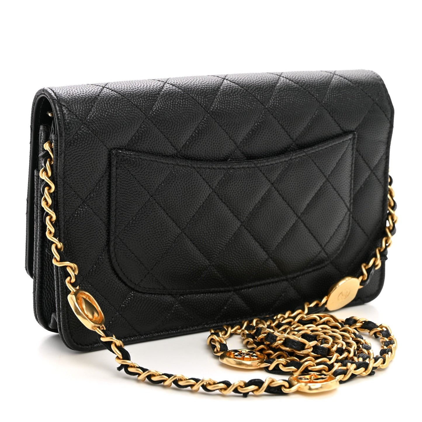 Caviar Quilted Coco Stamps Wallet On Chain WOC Black