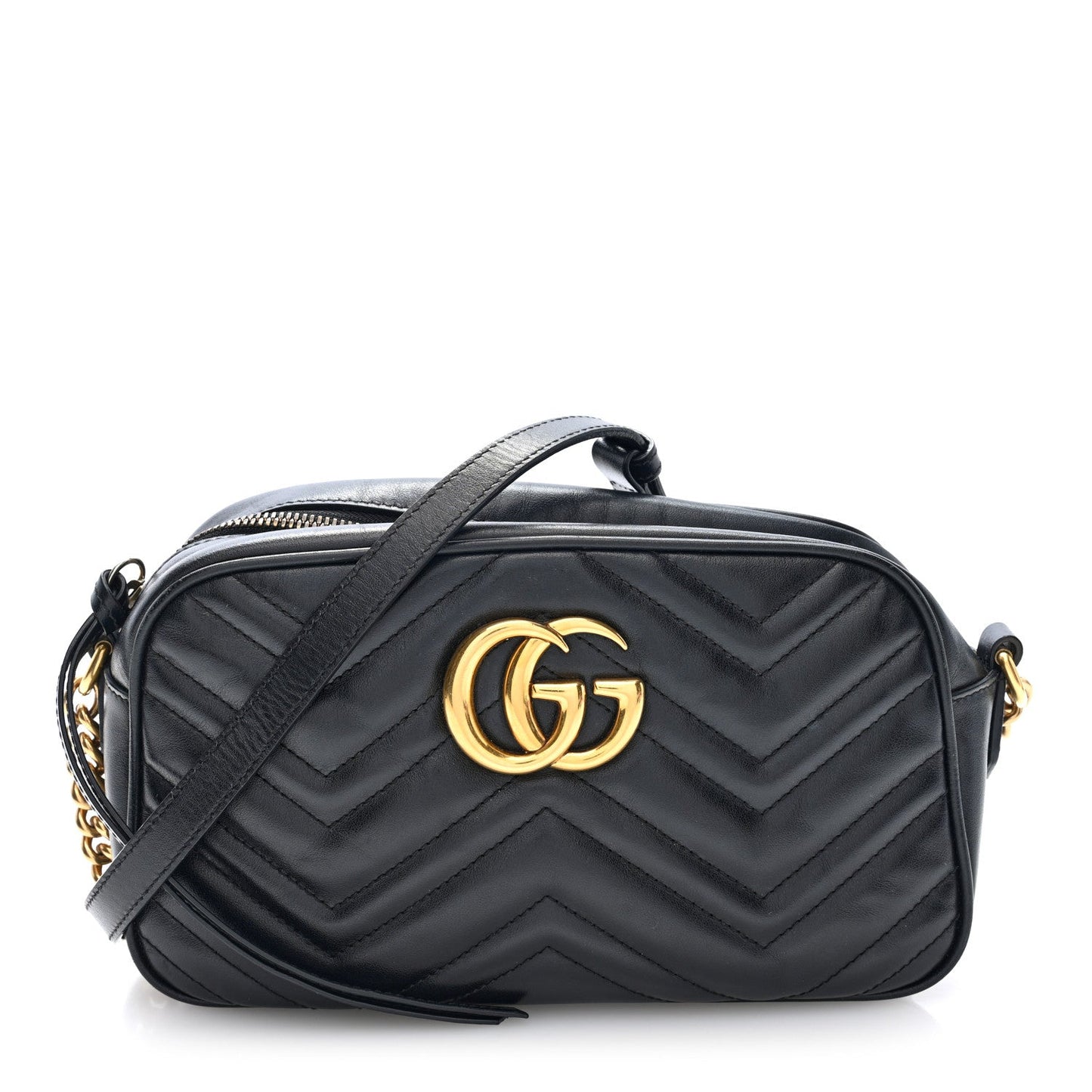 Calfskin Matelasse Small GG Marmont Chain Shoulder Bag Black