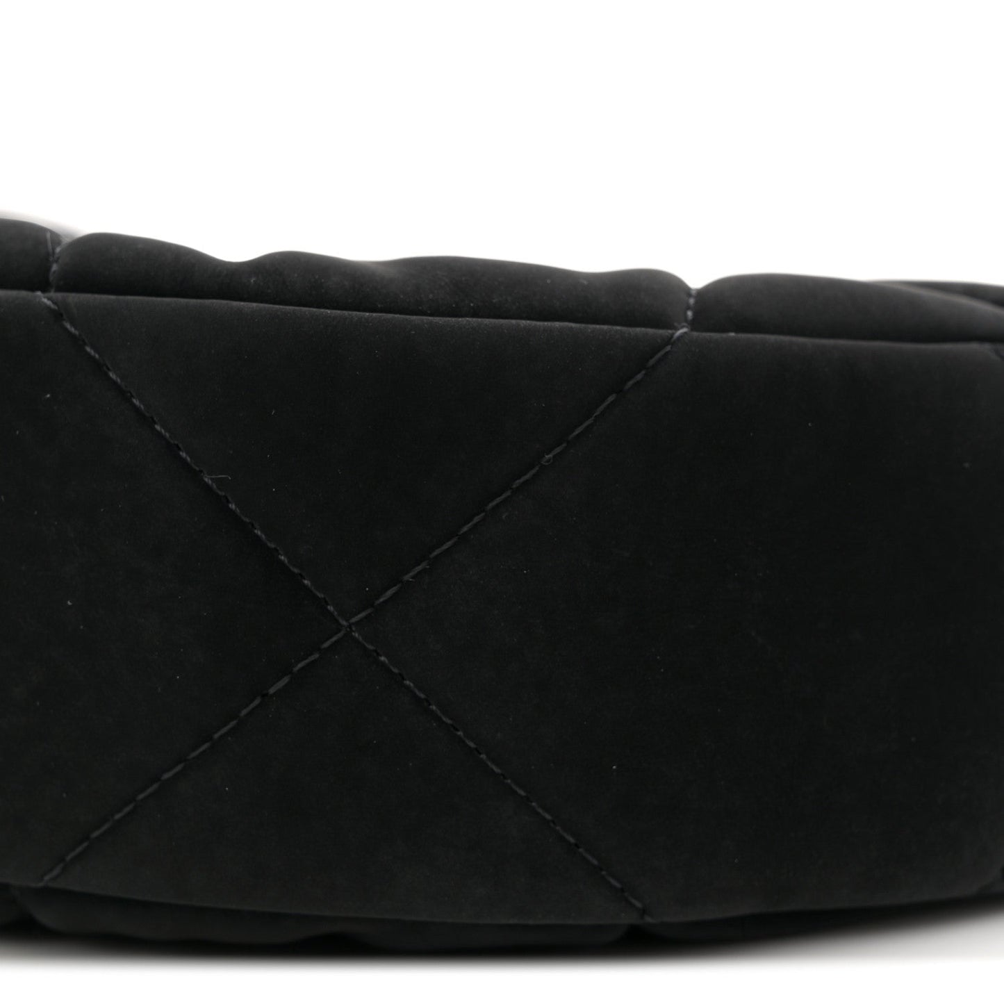 Velvet Effect Nylon Shiny Crumpled Calfskin Coco Neige Quilted Clutch With Chain Black