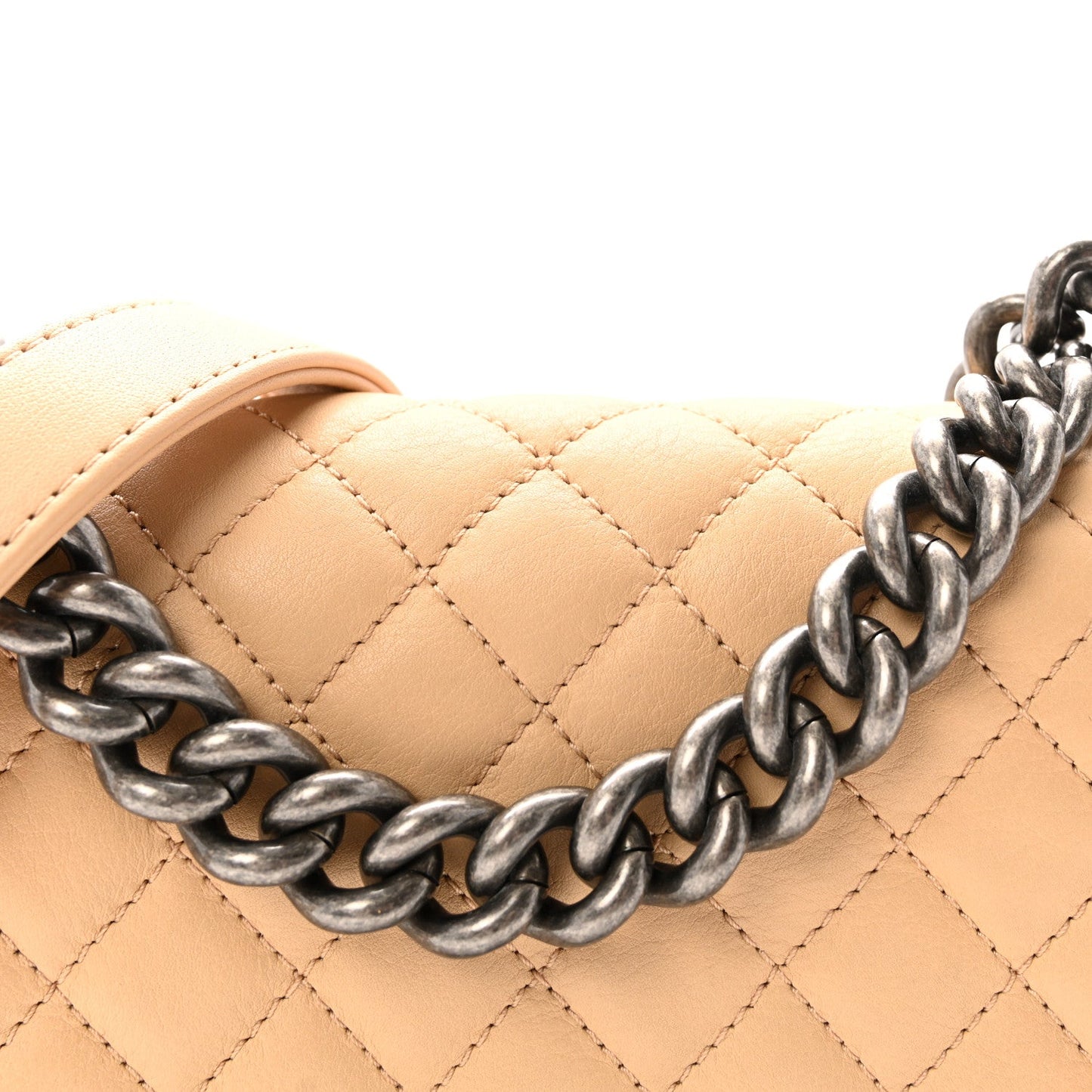 Lambskin Quilted Small Boy Flap Beige