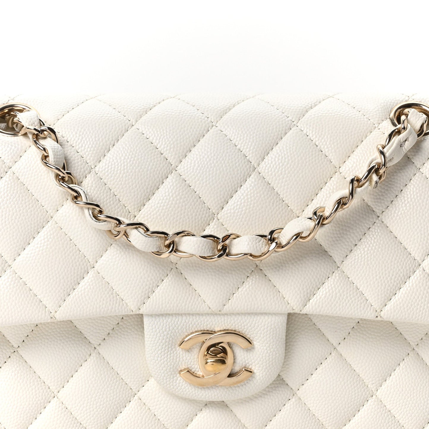 Caviar Quilted Small Double Flap White