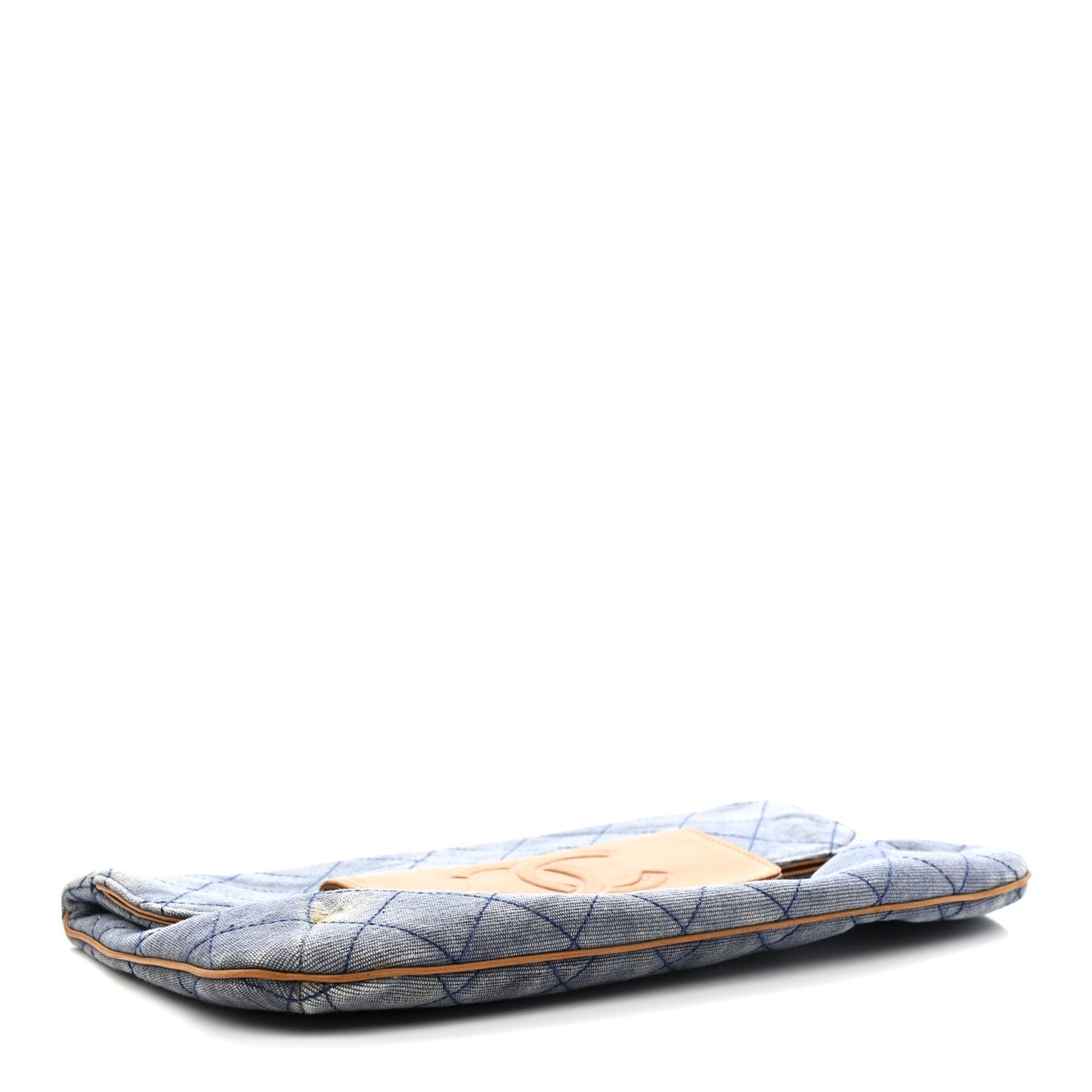 Denim Lambskin Quilted CC Clutch Blue