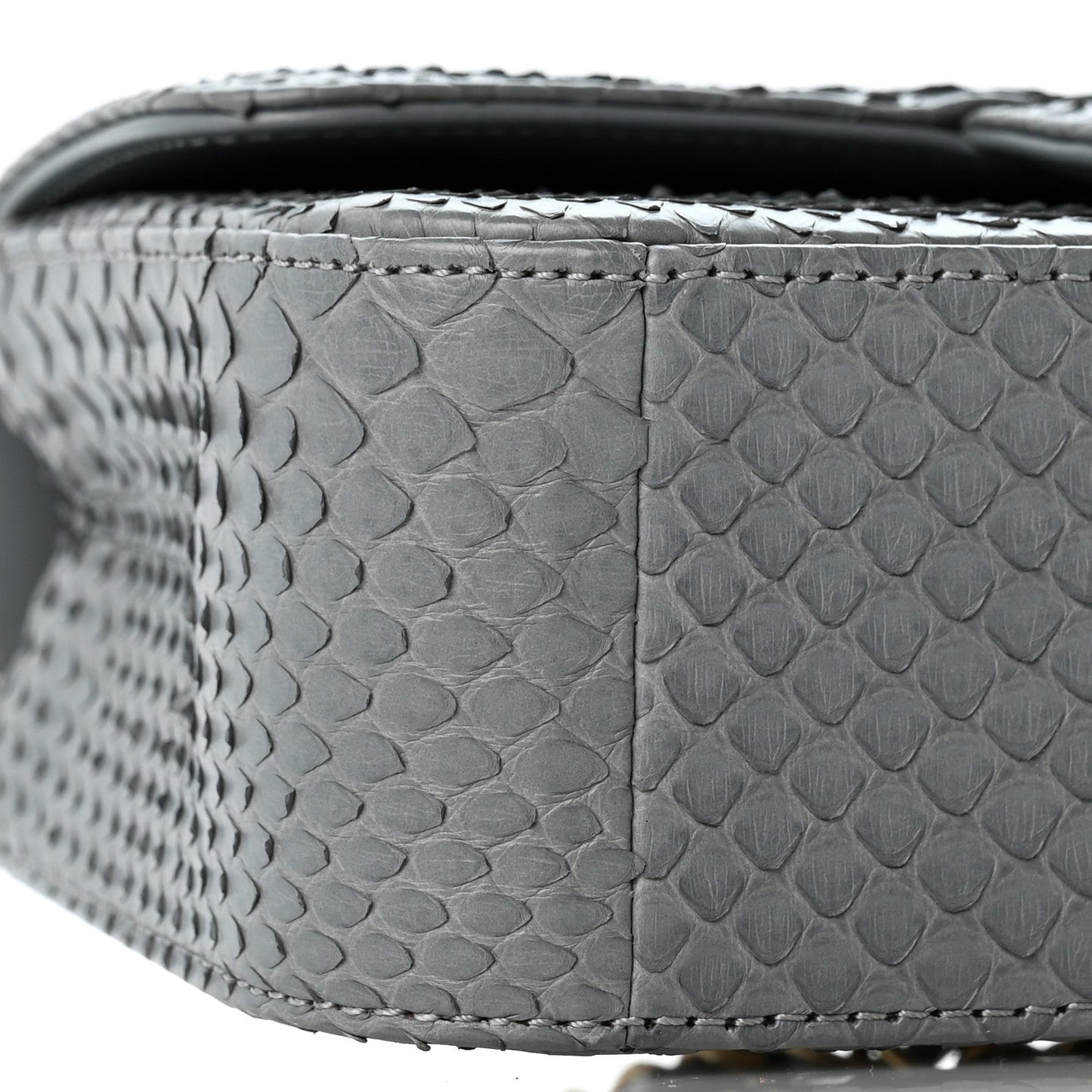 Snakeskin Mini Rectangular Flap Grey