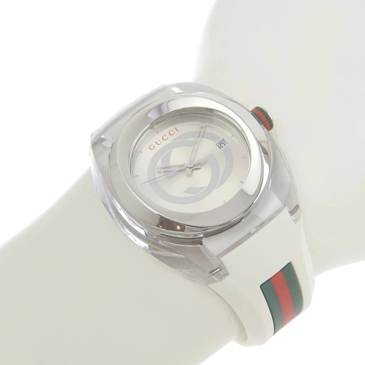 Gucci Sync XXL White Dial White Rubber Strap Watch For Men - YA137102