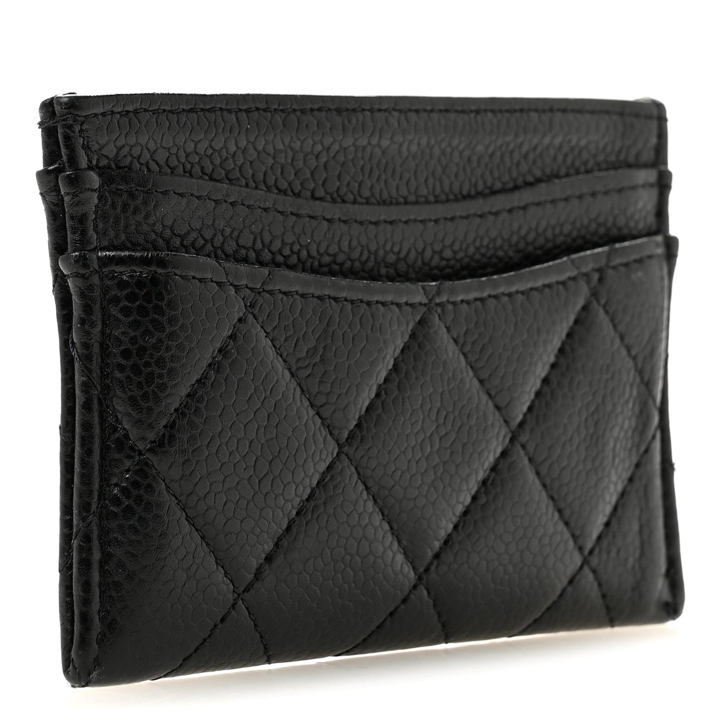 Caviar Quilted Card Holder Black